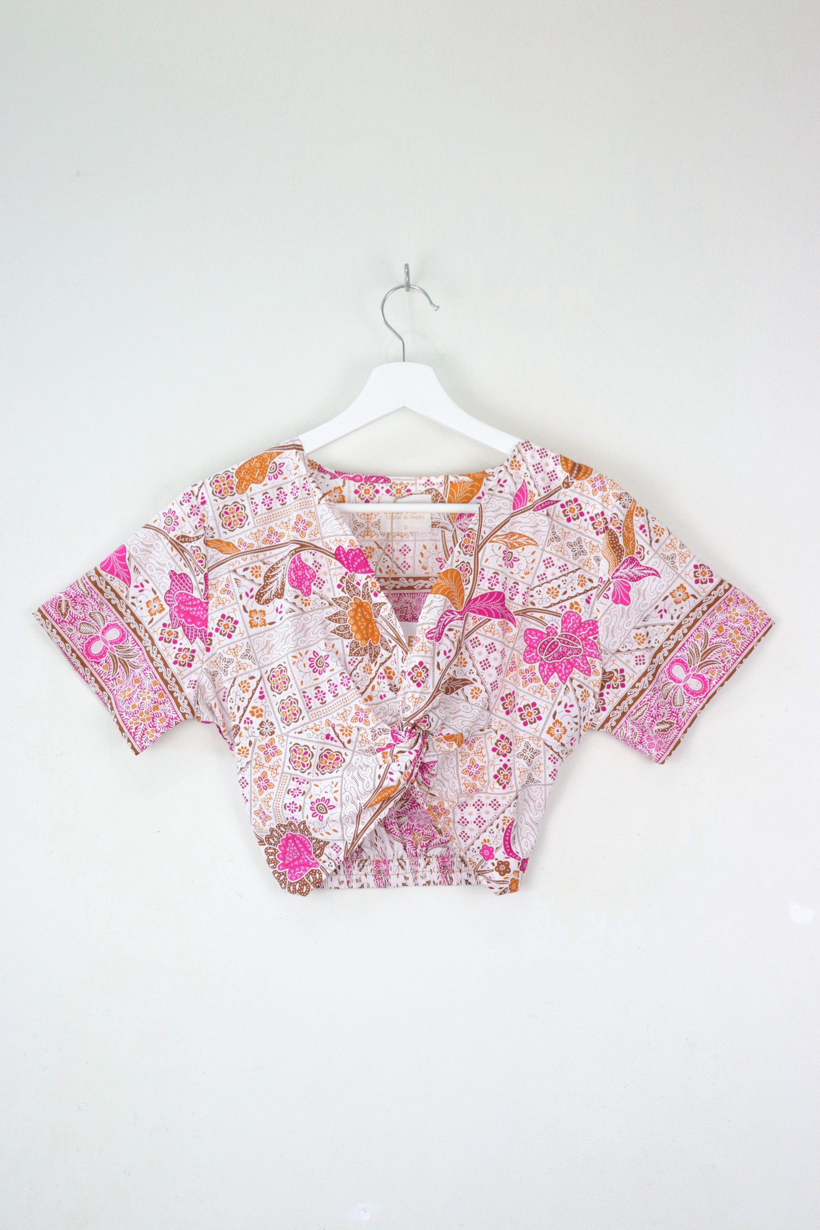 Twisted Front Batik Top - Pink Oasis