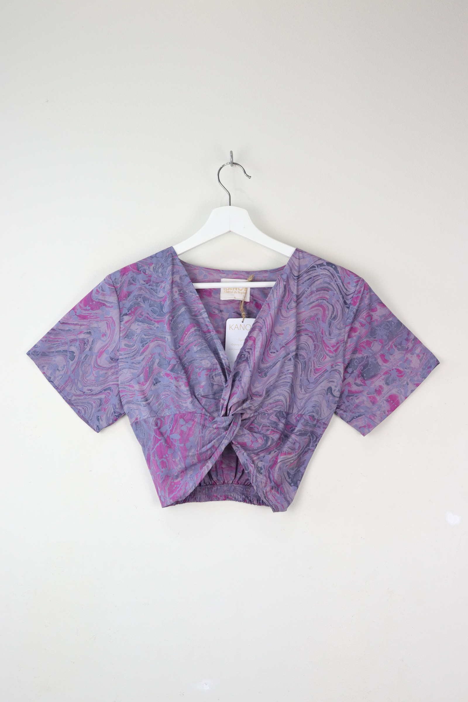 HandStamped Twisted Top - Purple Swirls