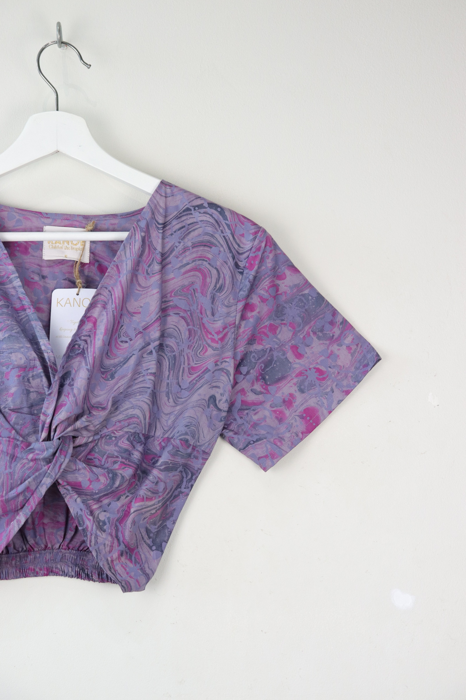 HandStamped Twisted Top - Purple Swirls