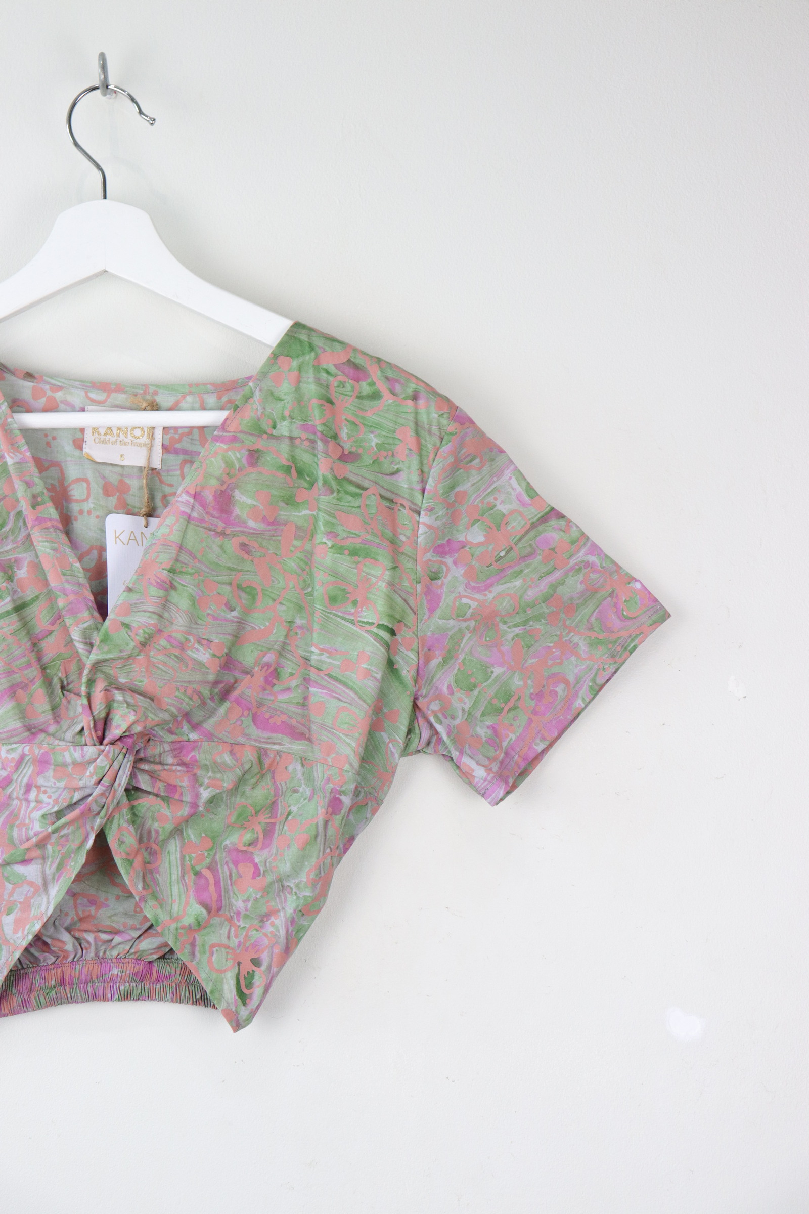 HandStamped Twisted Top - Guava Floods