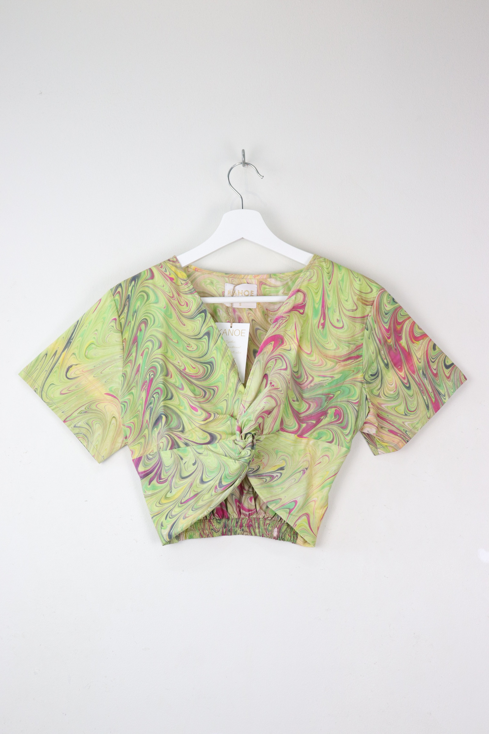 HandMarbled Twisted Top - Lime Swirl