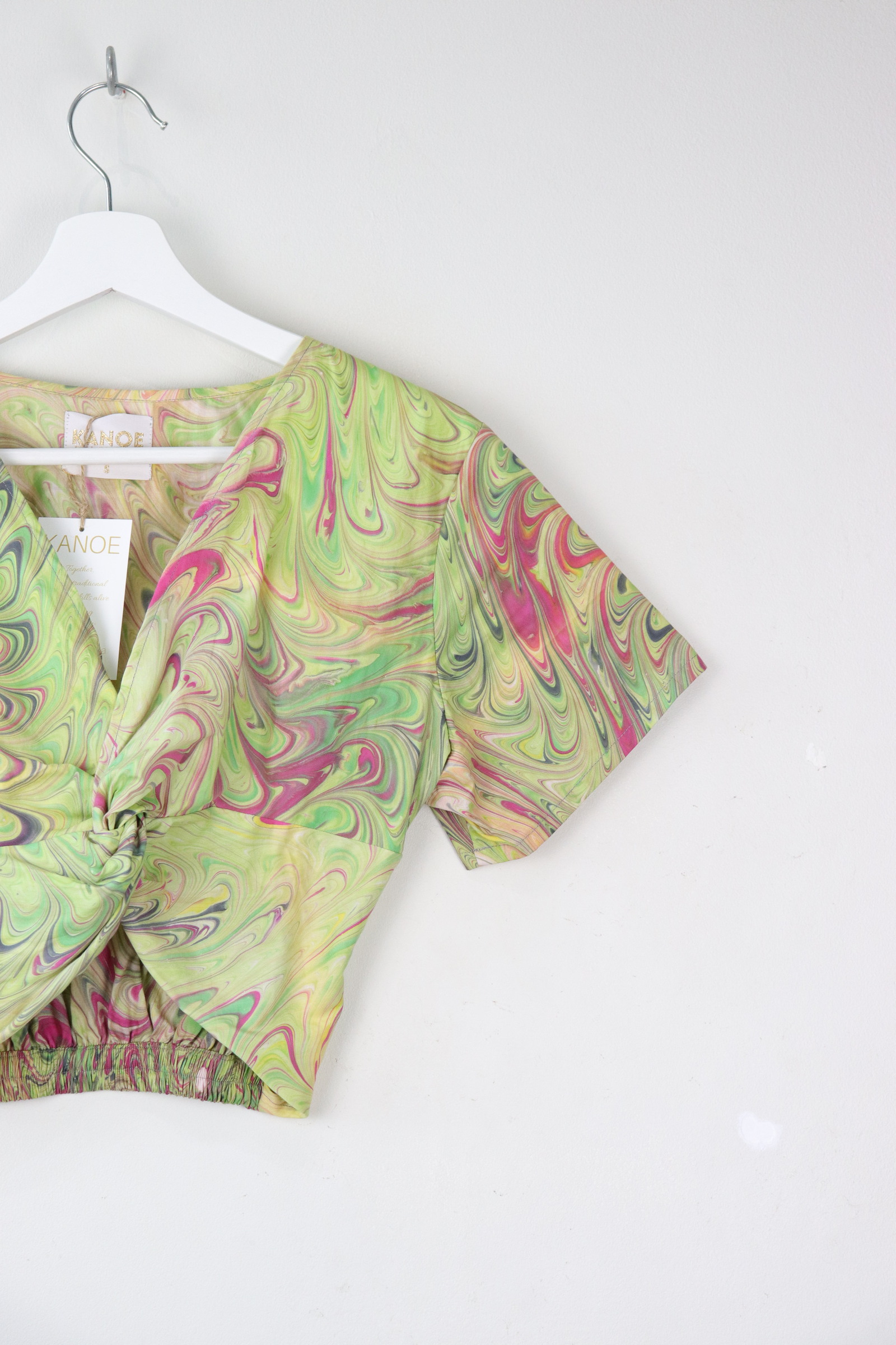 HandMarbled Twisted Top - Lime Swirl