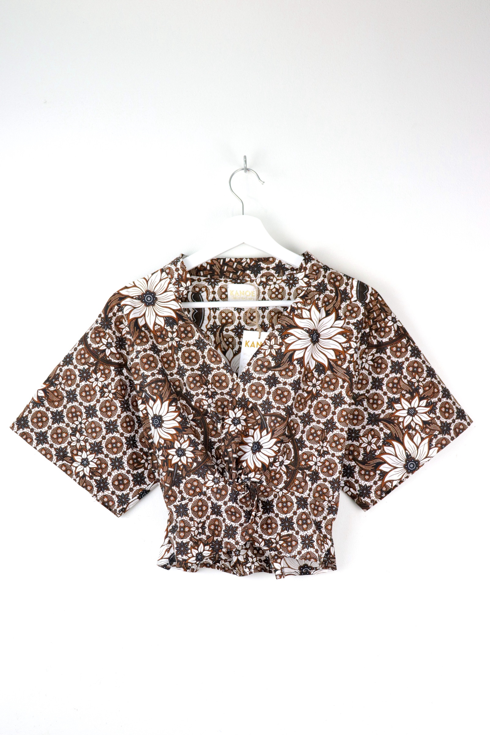 Twisted Front Mandarin Top - Stepping Stones