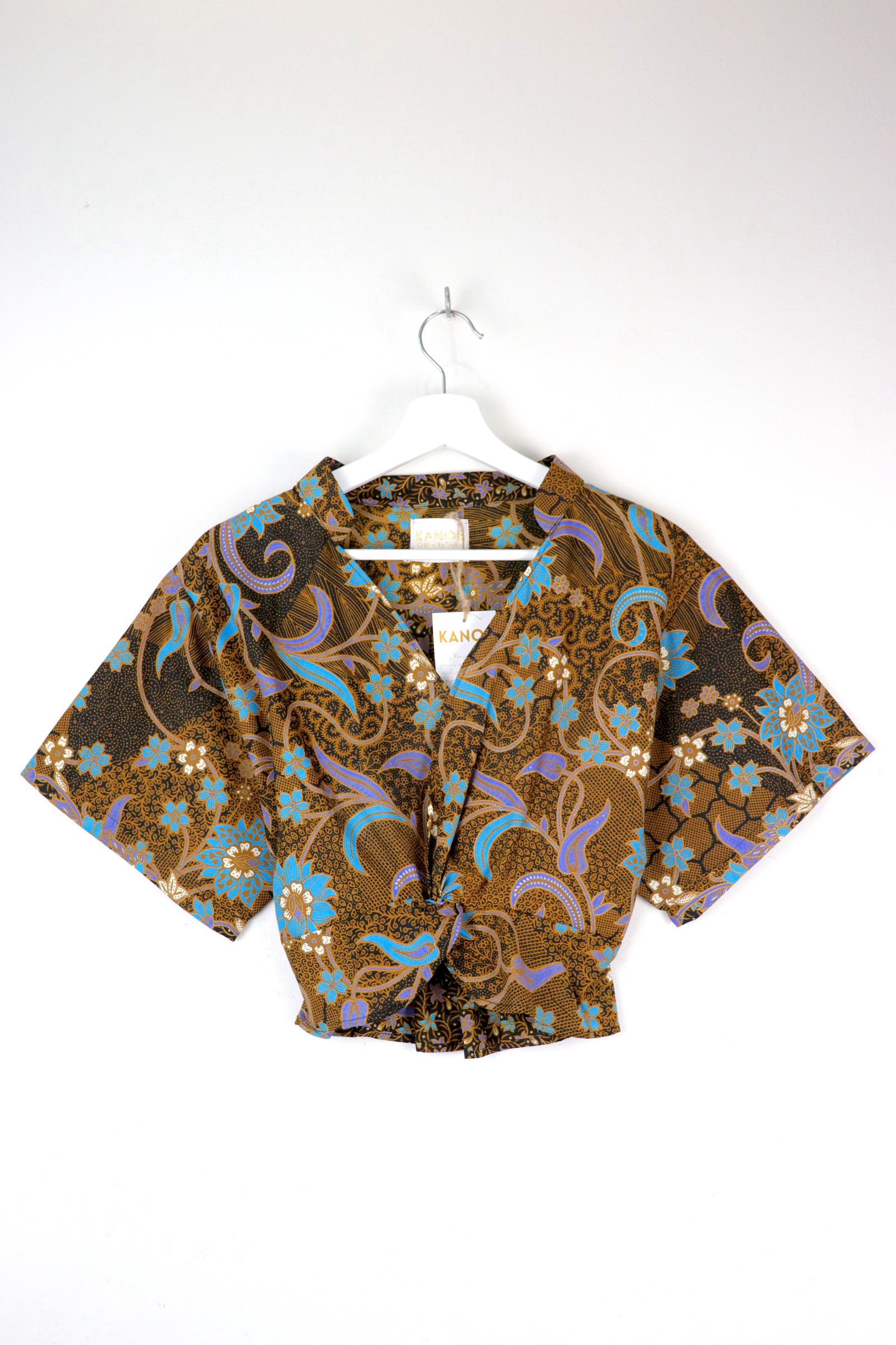 Twisted Front Mandarin Top - Butterfly Fable