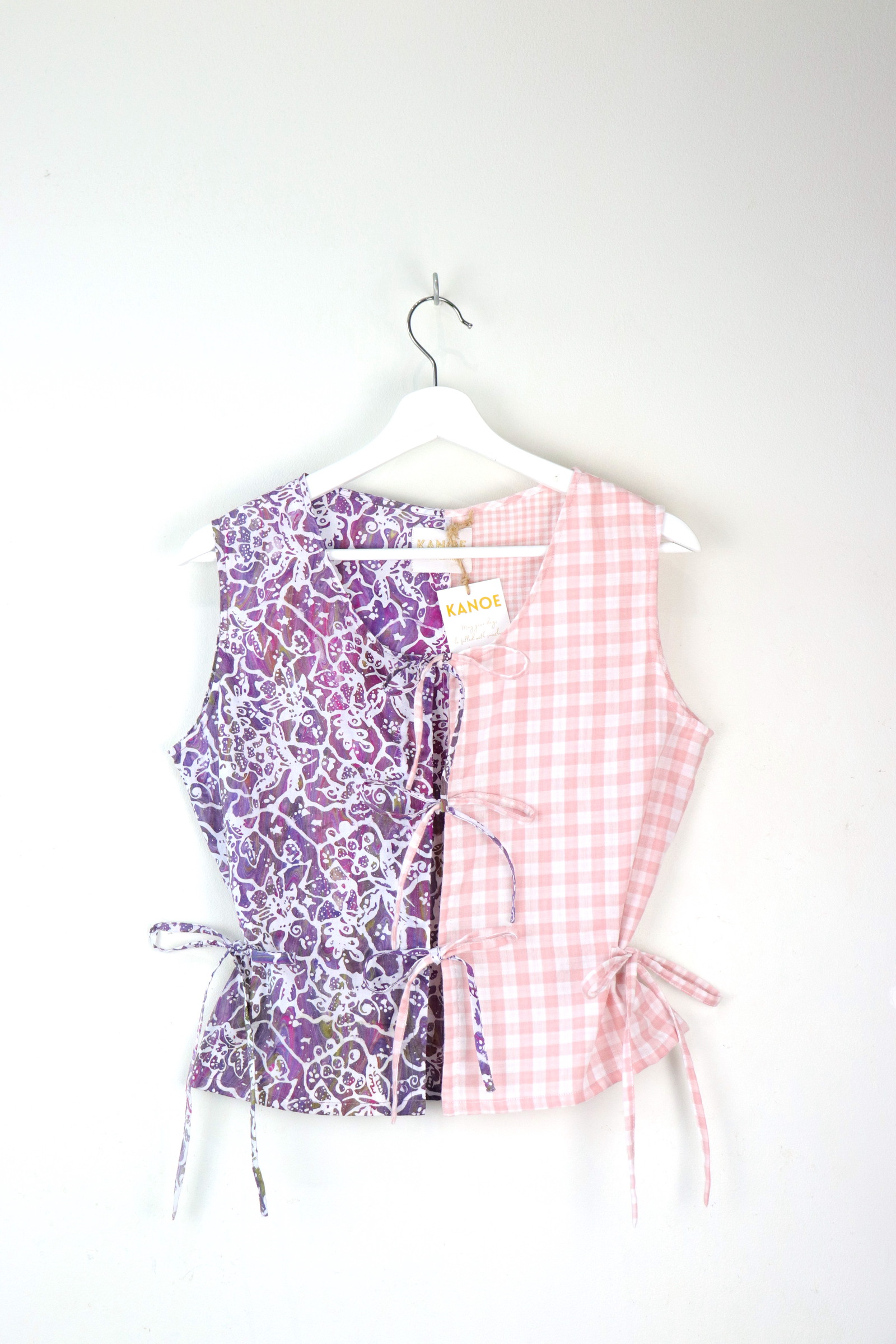 TWO-TONED Triple Tie Front Peace Top - Lavender Bae 