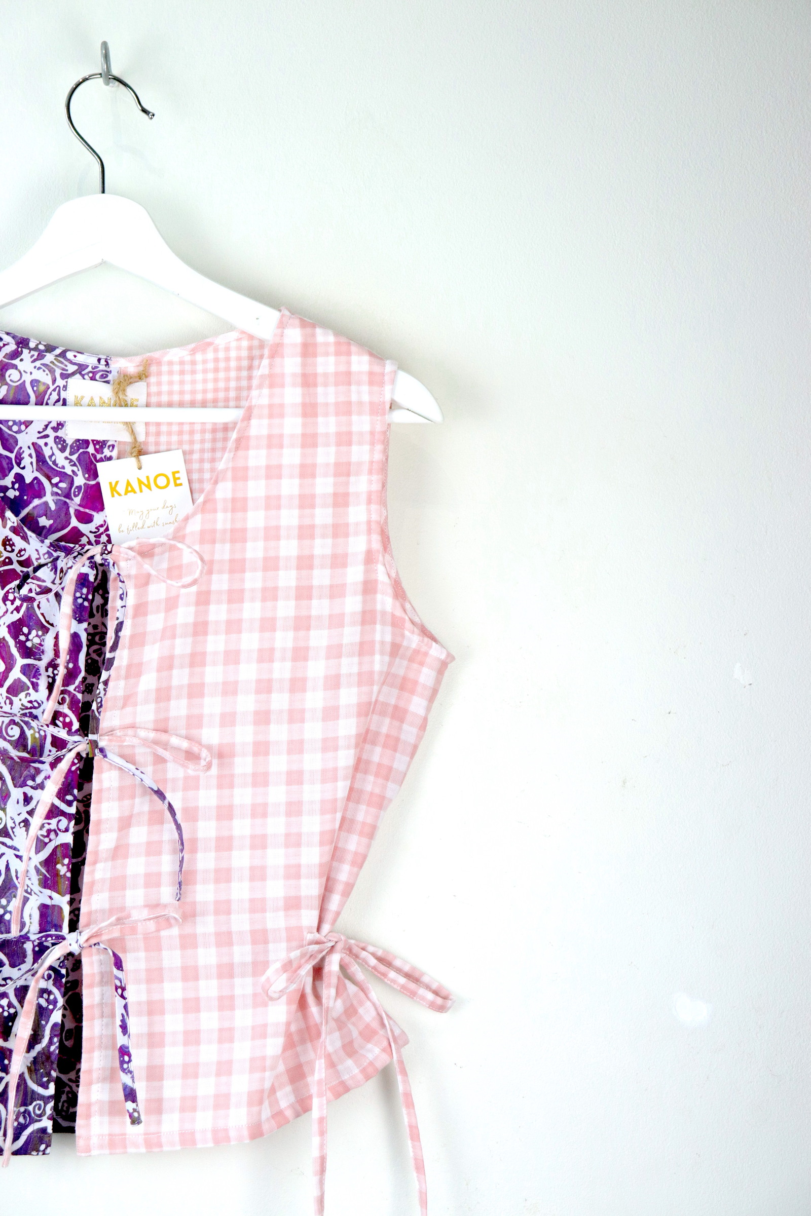 TWO-TONED Triple Tie Front Peace Top - Lavender Bae 