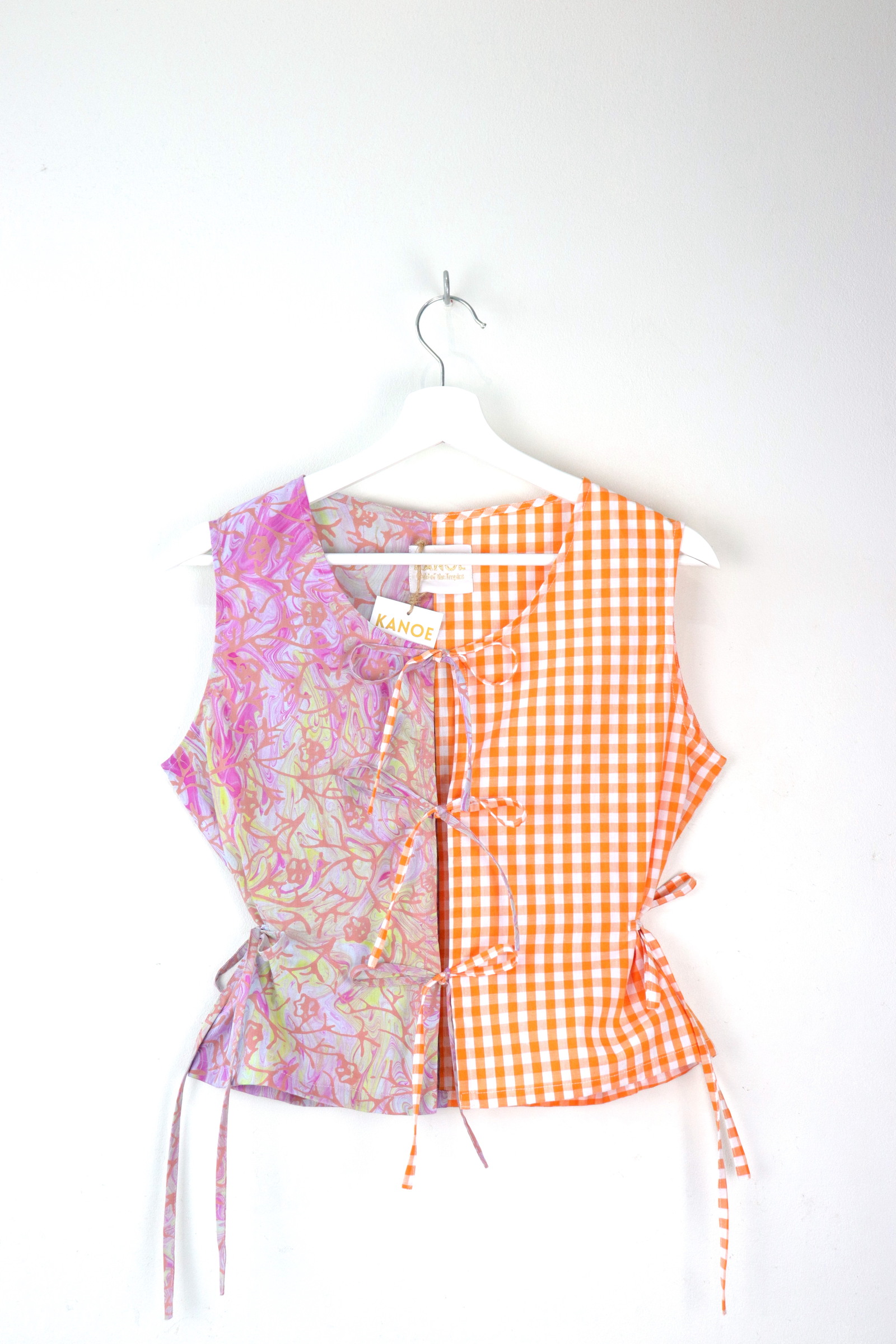 TWO-TONED Triple Tie Front Peace Top - Sunset Acai
