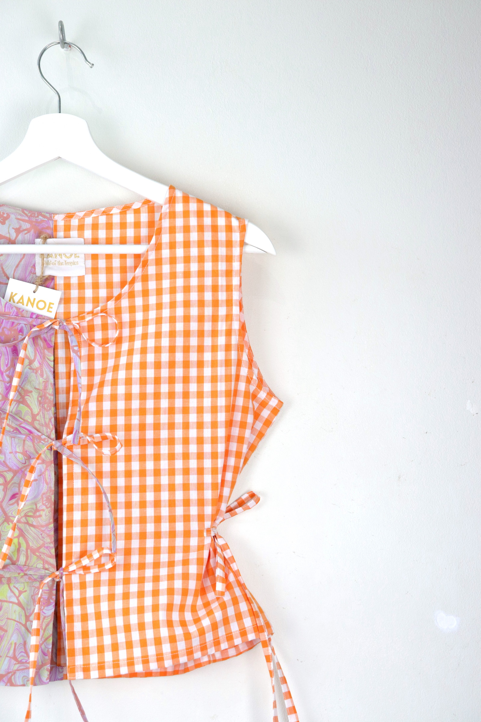 TWO-TONED Triple Tie Front Peace Top - Sunset Acai