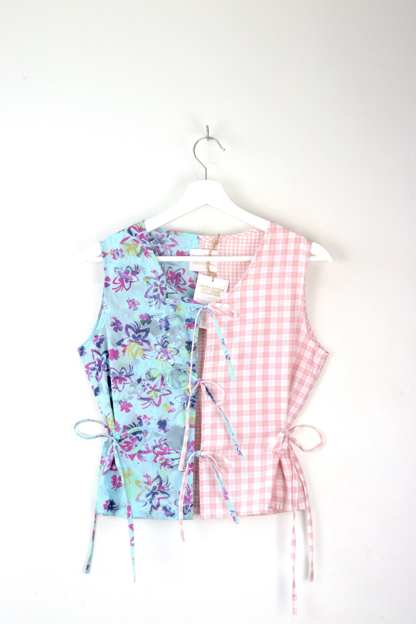 TWO-TONED Triple Tie Front Peace Top - CottonCandy Skies