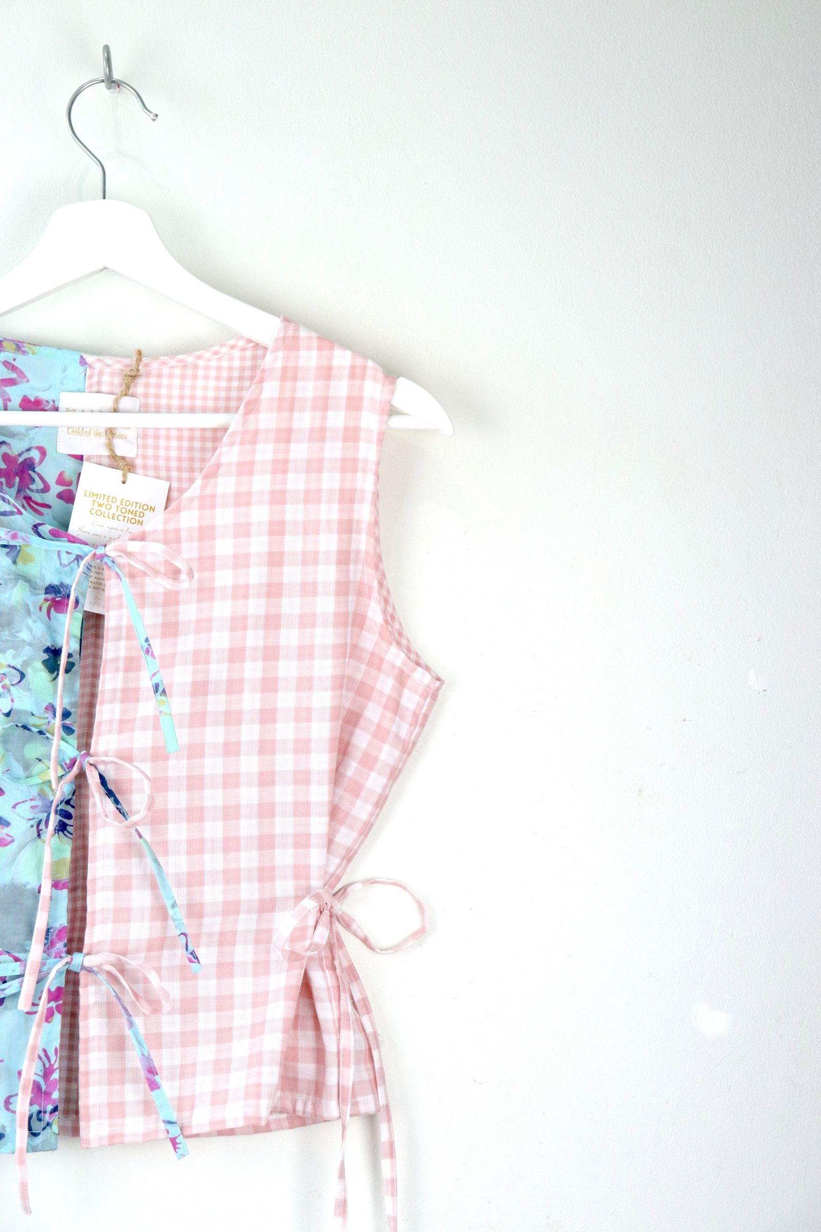 TWO-TONED Triple Tie Front Peace Top - CottonCandy Skies