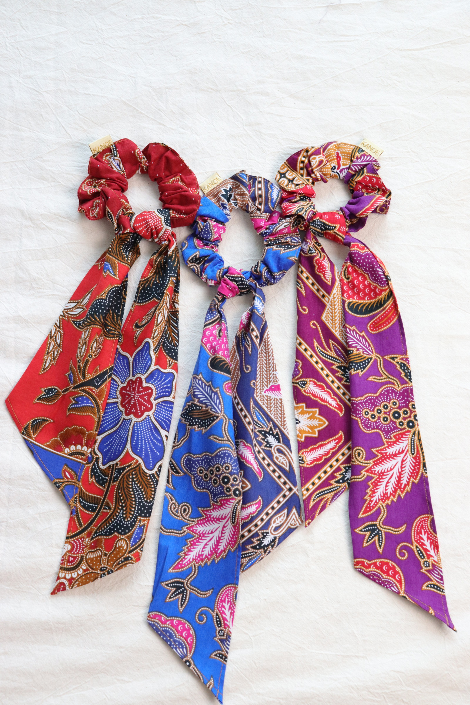Batik Scrunchie w/ Ribbon [Set of 3] - Samantha