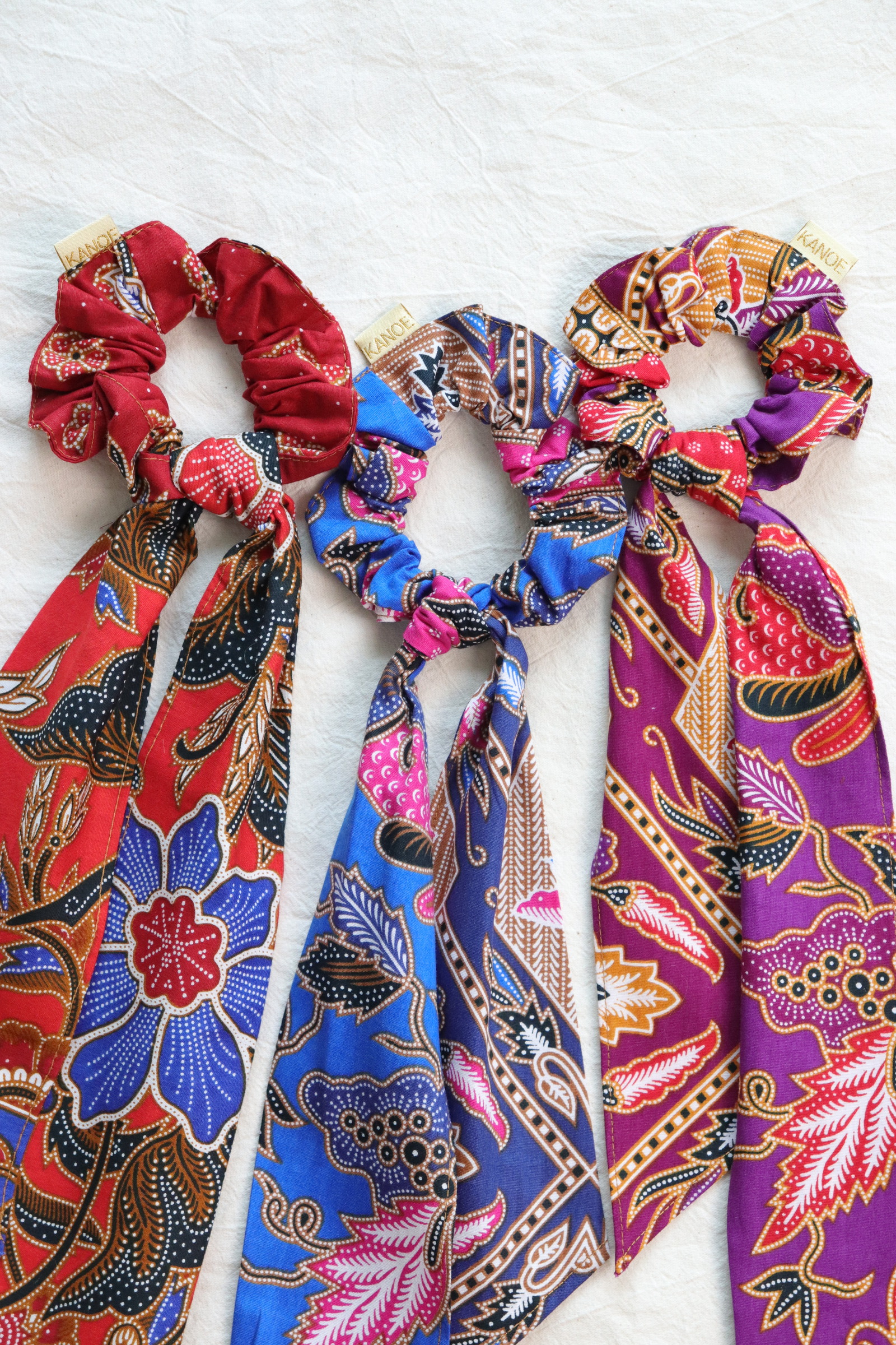 Batik Scrunchie w/ Ribbon [Set of 3] - Samantha