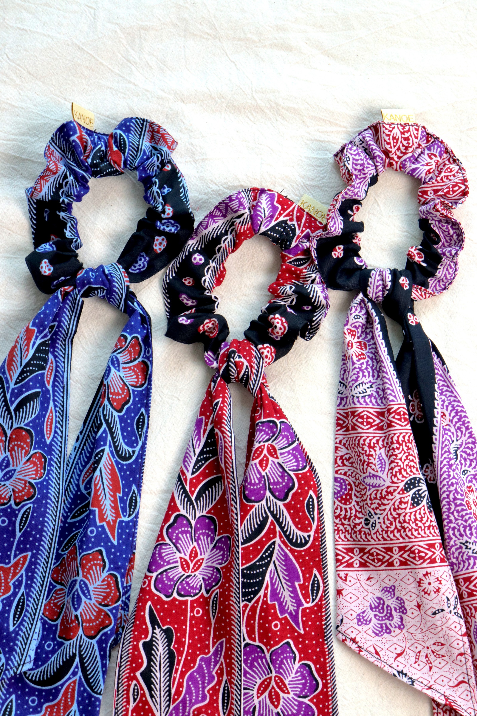 Batik Scrunchie w/ Ribbon [Set of 3] - Naomi