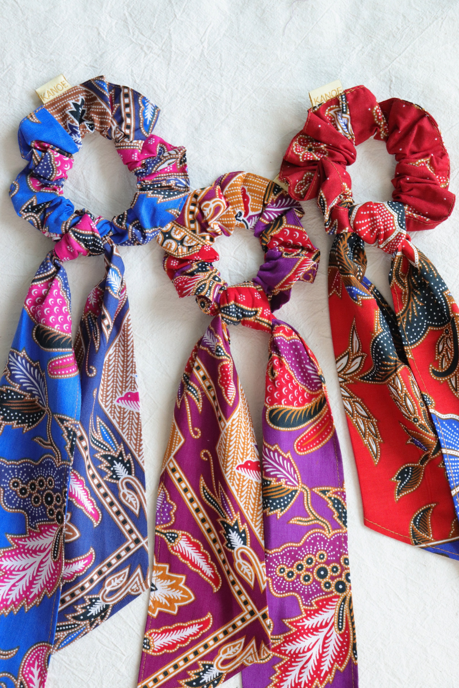 Batik Scrunchie w/ Ribbon [Set of 3] - Ava