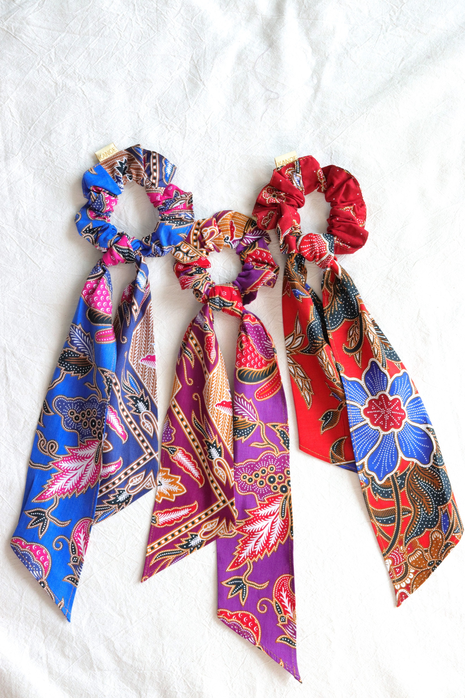 Batik Scrunchie w/ Ribbon [Set of 3] - Ava