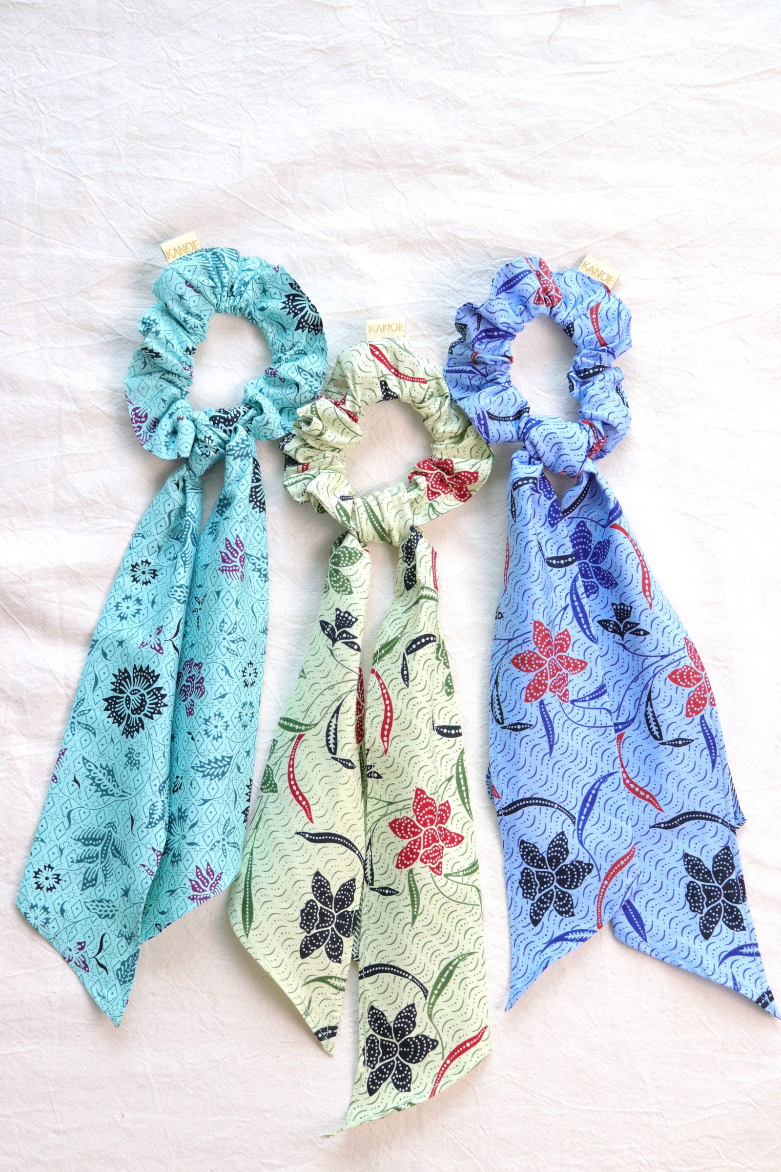 Batik Scrunchie w/ Ribbon [Set of 3] - Marina