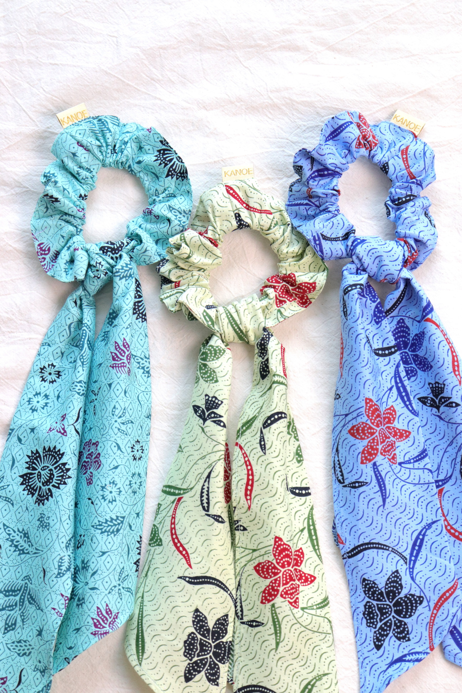 Batik Scrunchie w/ Ribbon [Set of 3] - Marina
