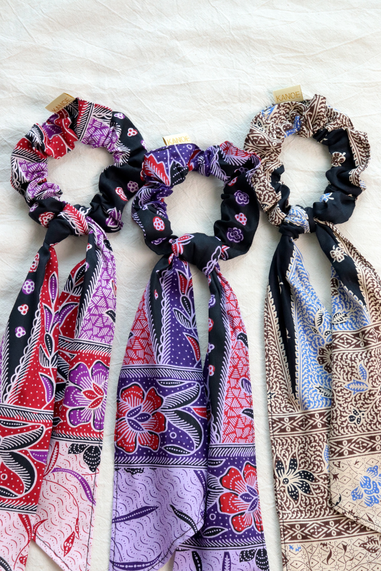 Batik Scrunchie w/ Ribbon [Set of 3] - Delilah