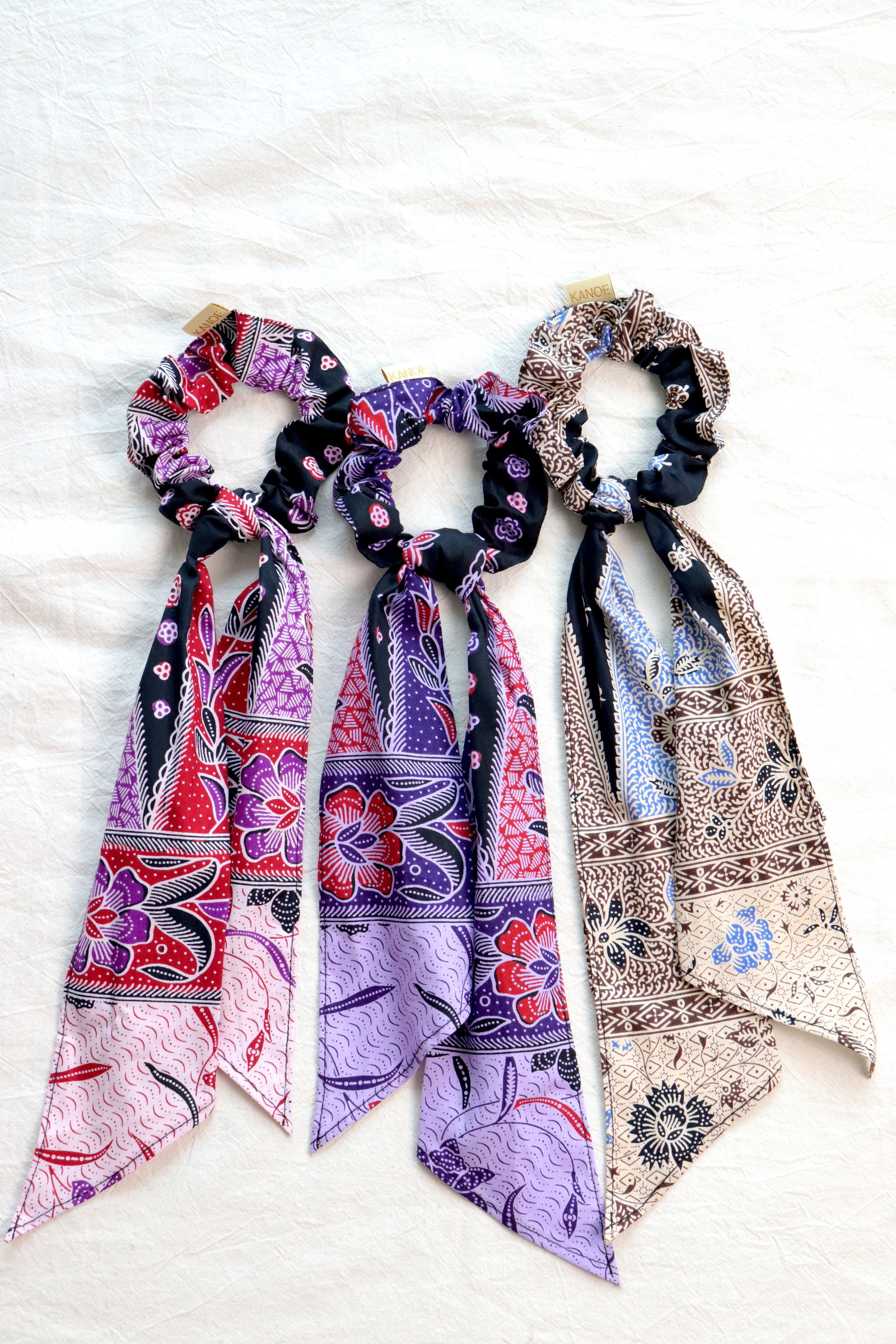 Batik Scrunchie w/ Ribbon [Set of 3] - Delilah