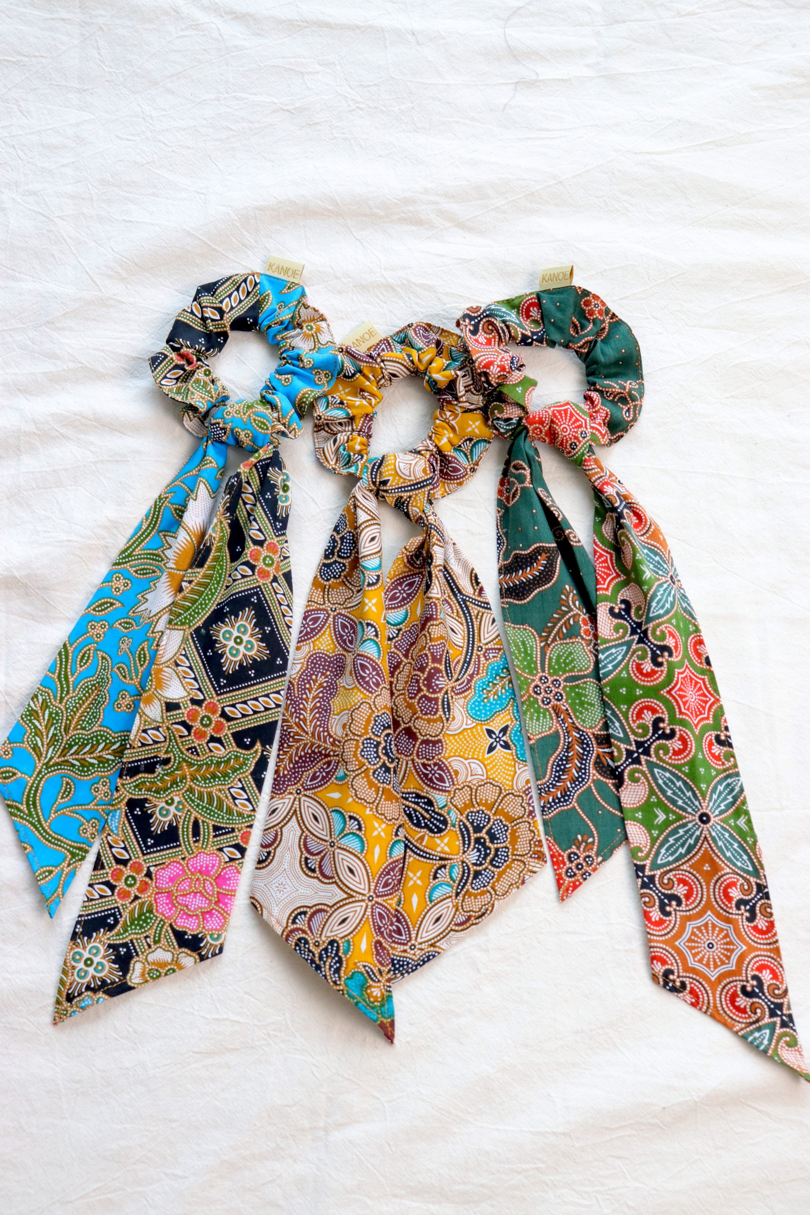 Batik Scrunchie w/ Ribbon [Set of 3] - Iris