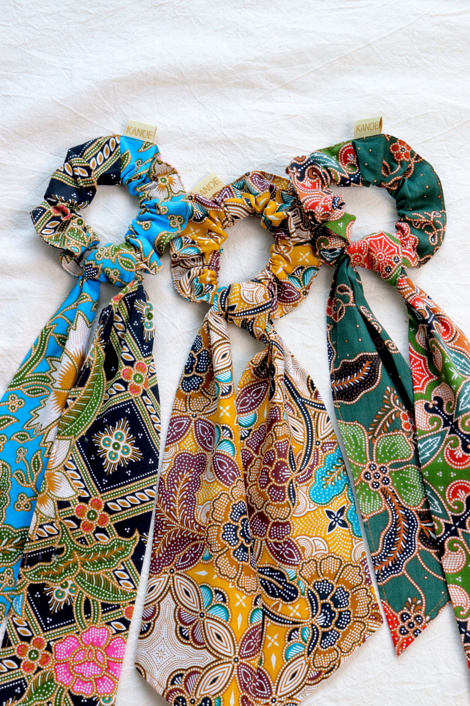 Batik Scrunchie w/ Ribbon [Set of 3] - Iris