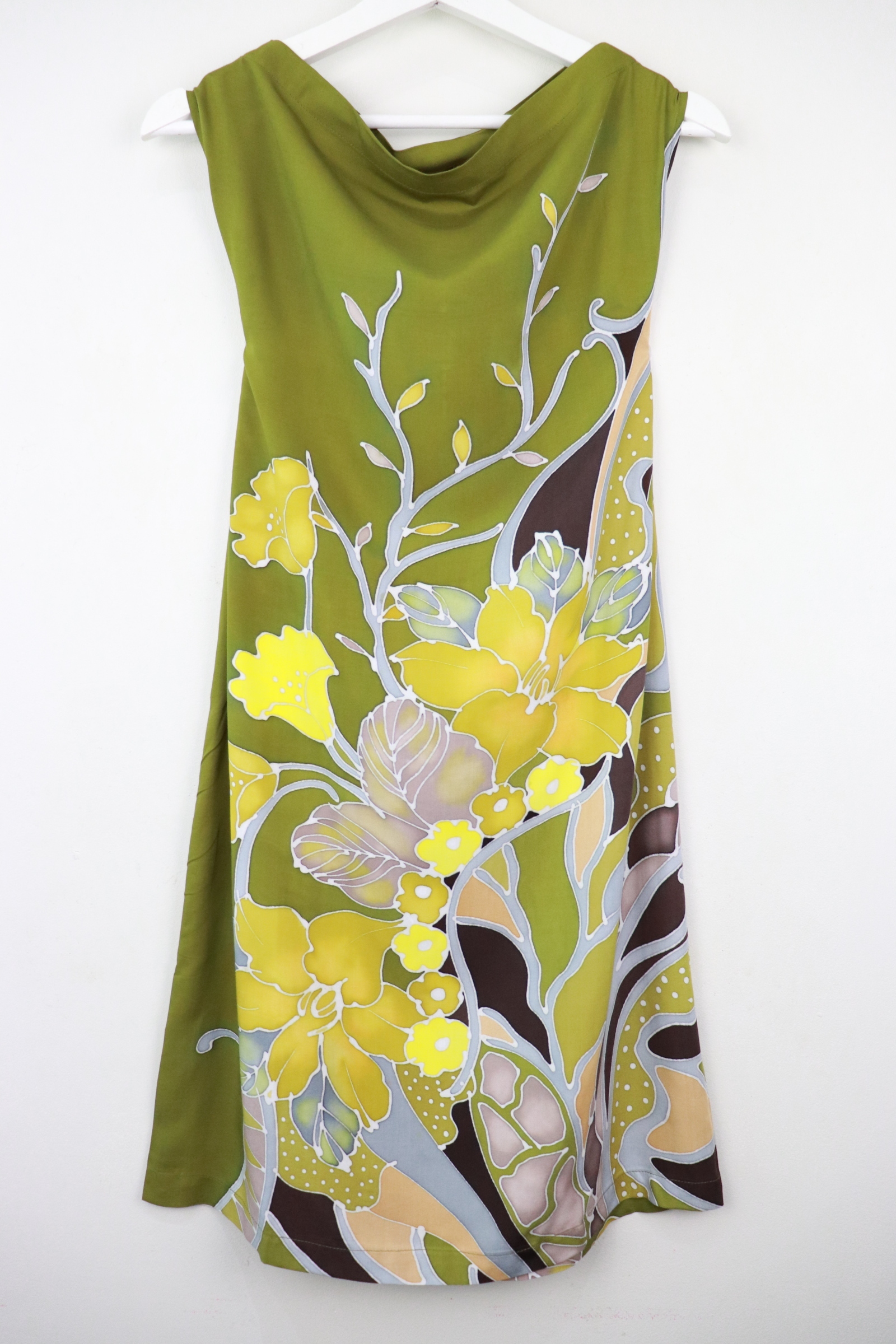 Batik Cowl Dress - Olive Tree [HandPainted Batik]
