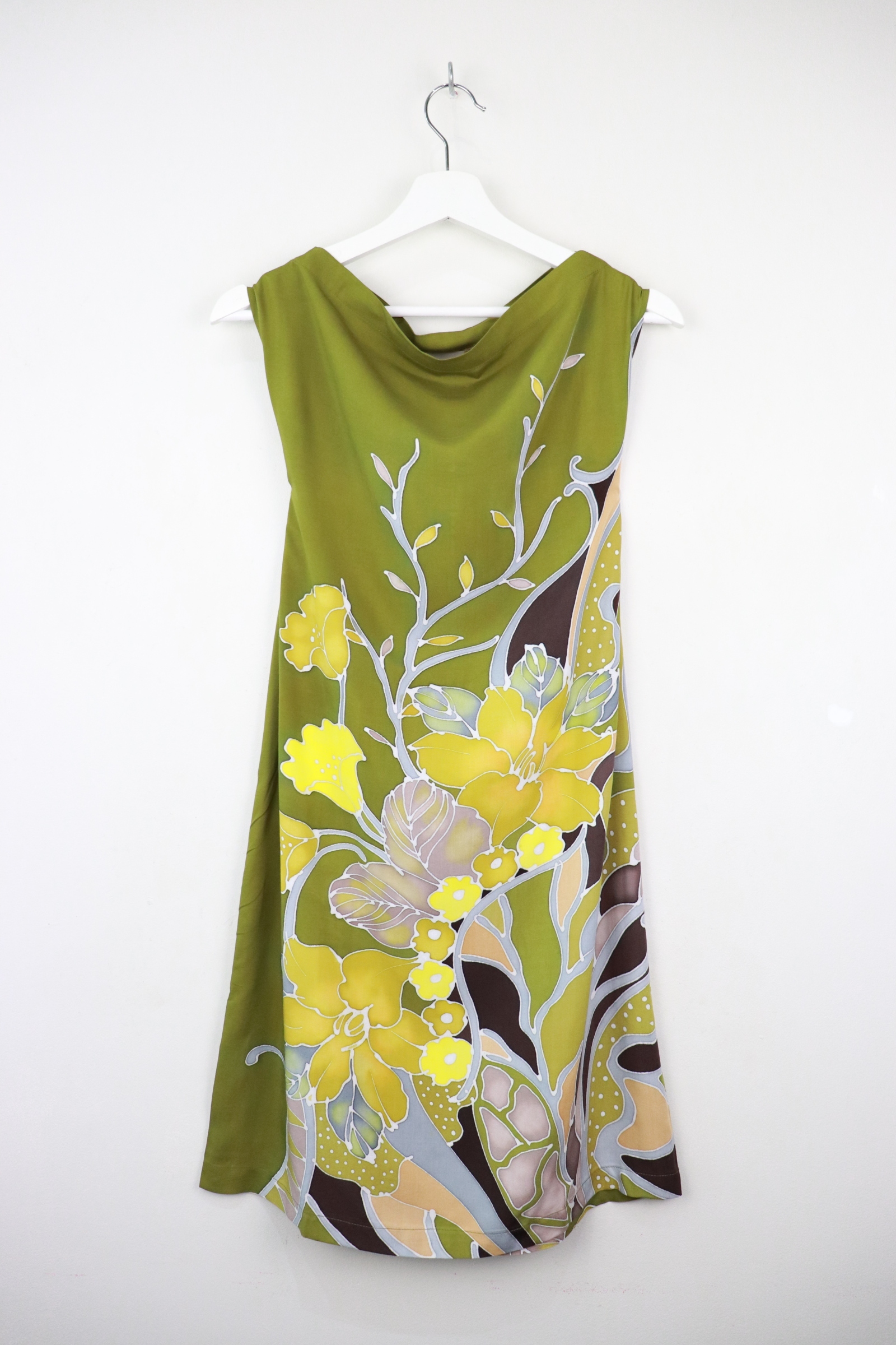Batik Cowl Dress - Olive Tree [HandPainted Batik]