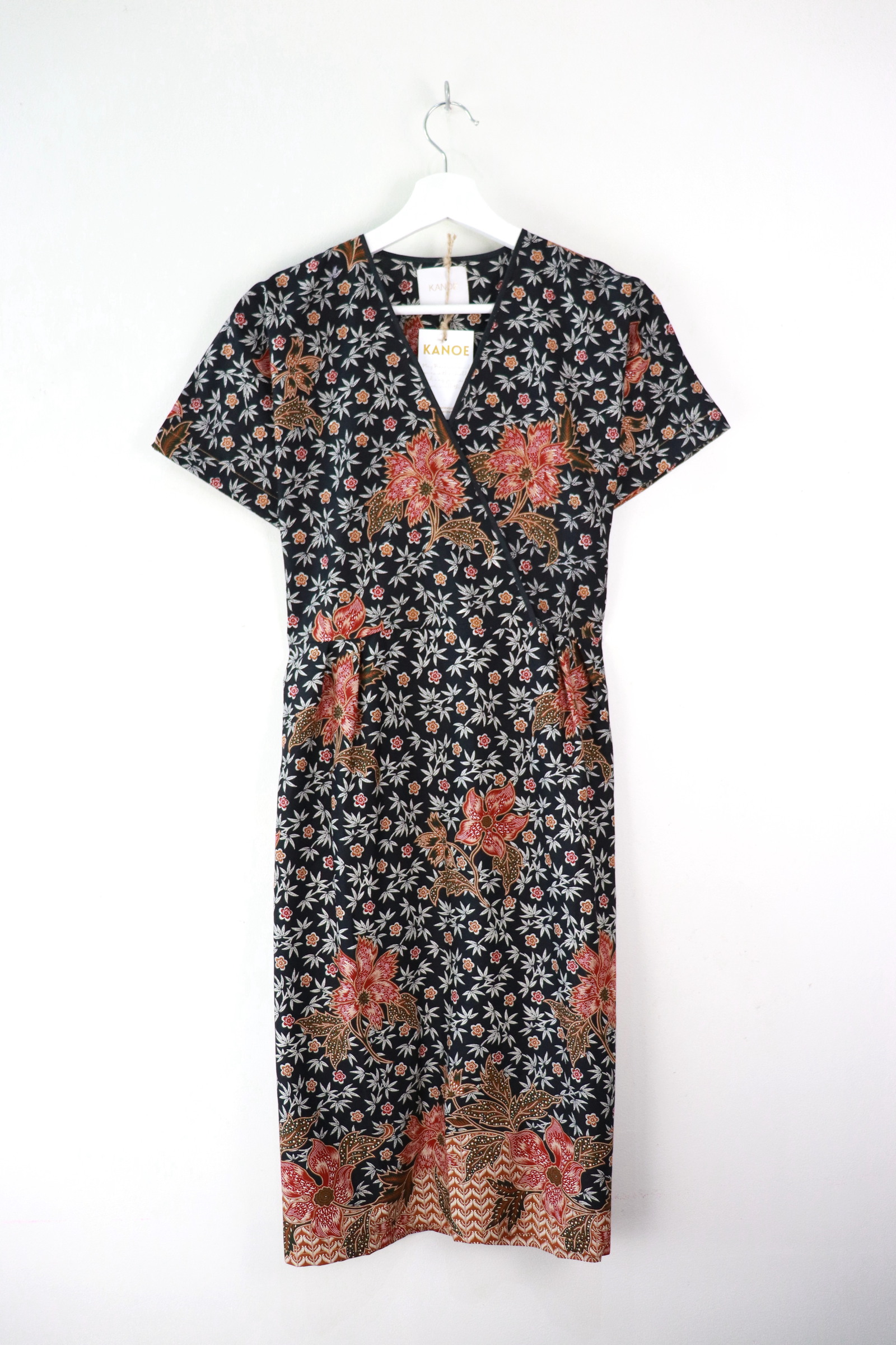 Black Border Kimono Wrap Dress - Celestia
