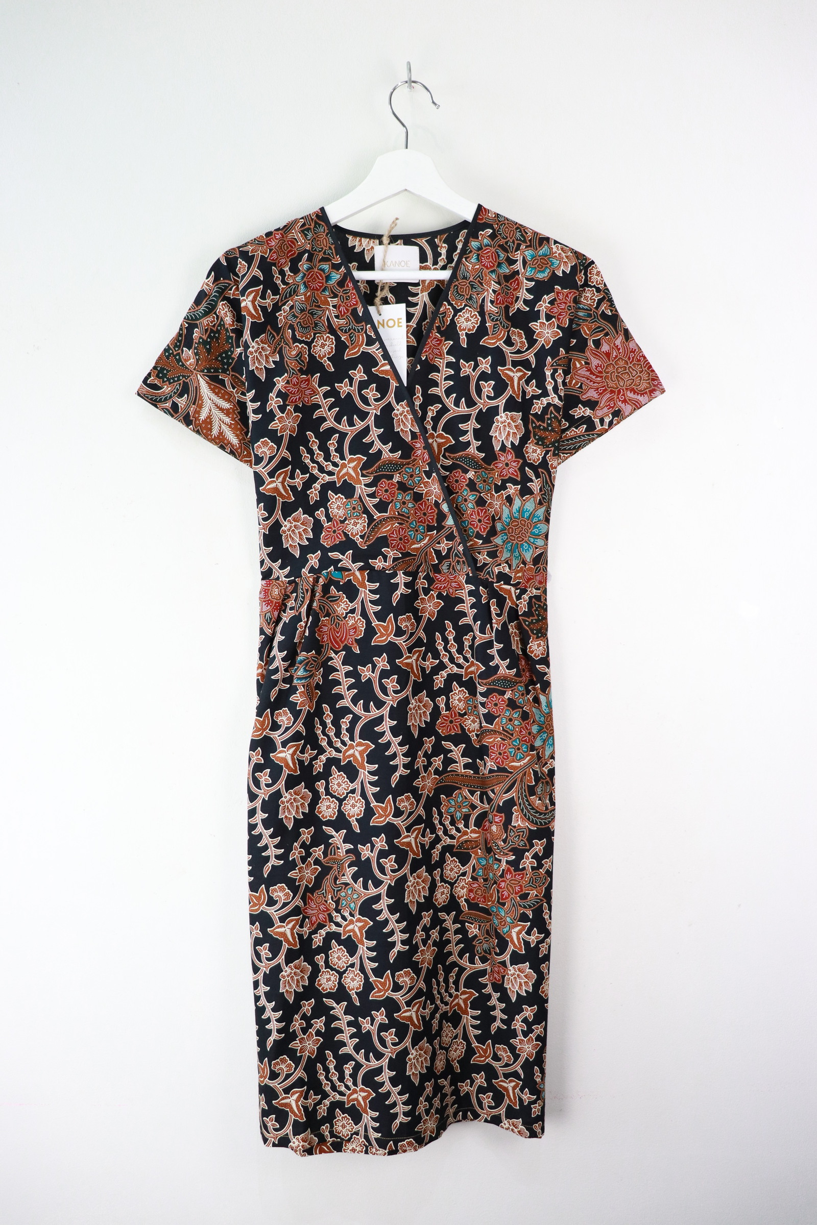 Black Border Kimono Wrap Dress - Cordelia