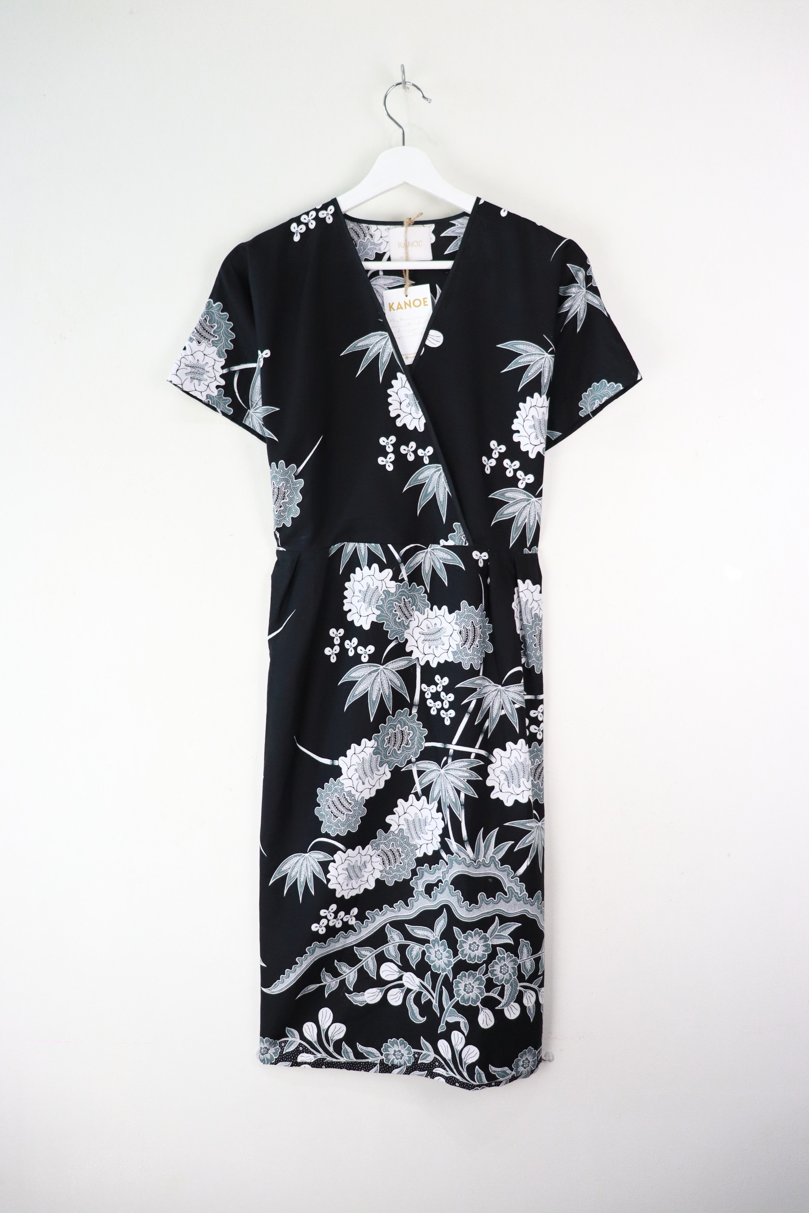 Black Border Kimono Wrap Dress - Cressida