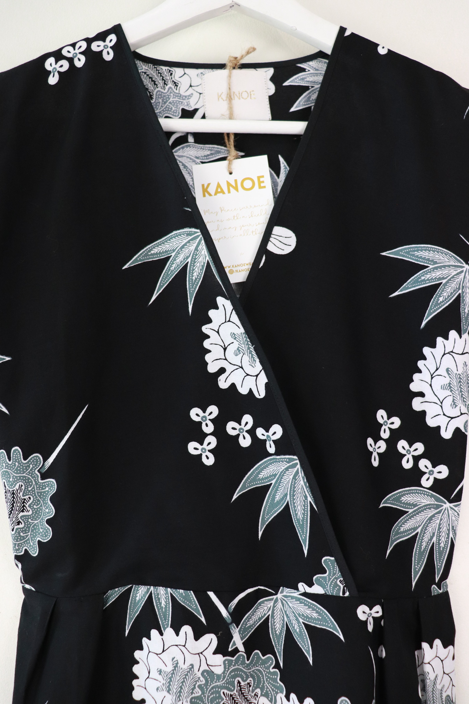Black Border Kimono Wrap Dress - Cressida