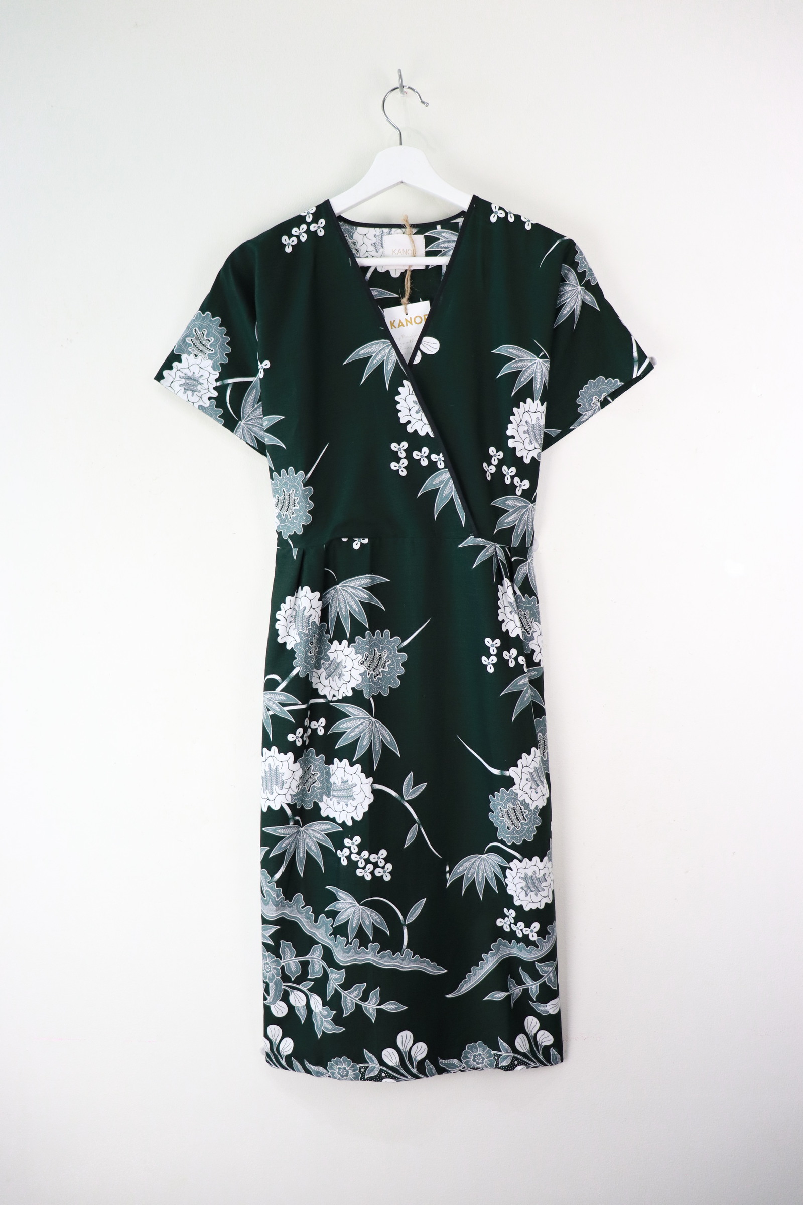 Black Border Kimono Wrap Dress - Eireen
