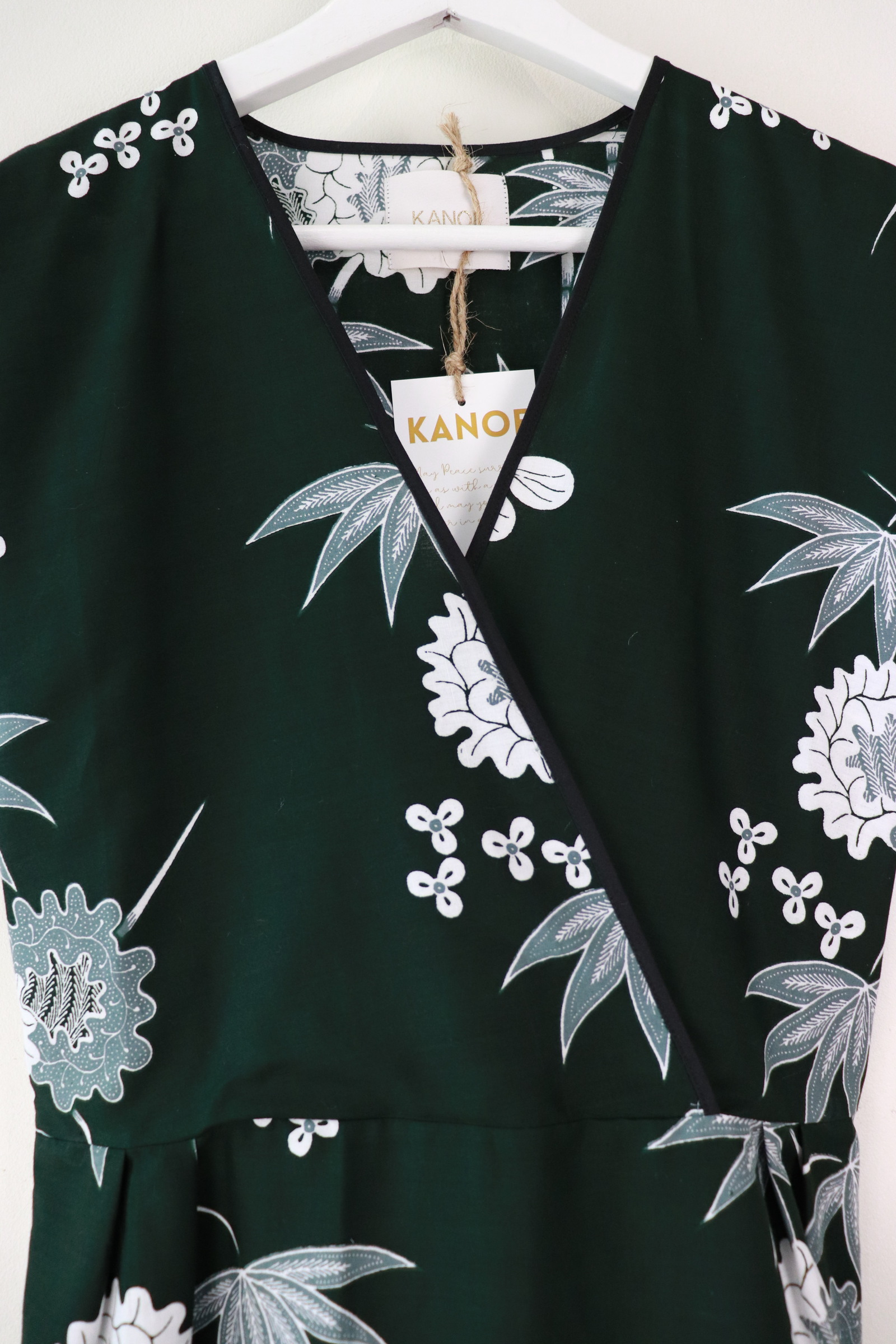 Black Border Kimono Wrap Dress - Eireen