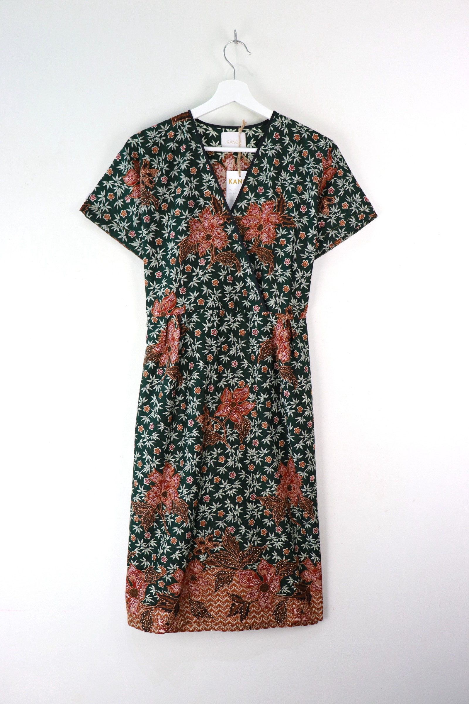 Black Border Kimono Wrap Dress - Ezra