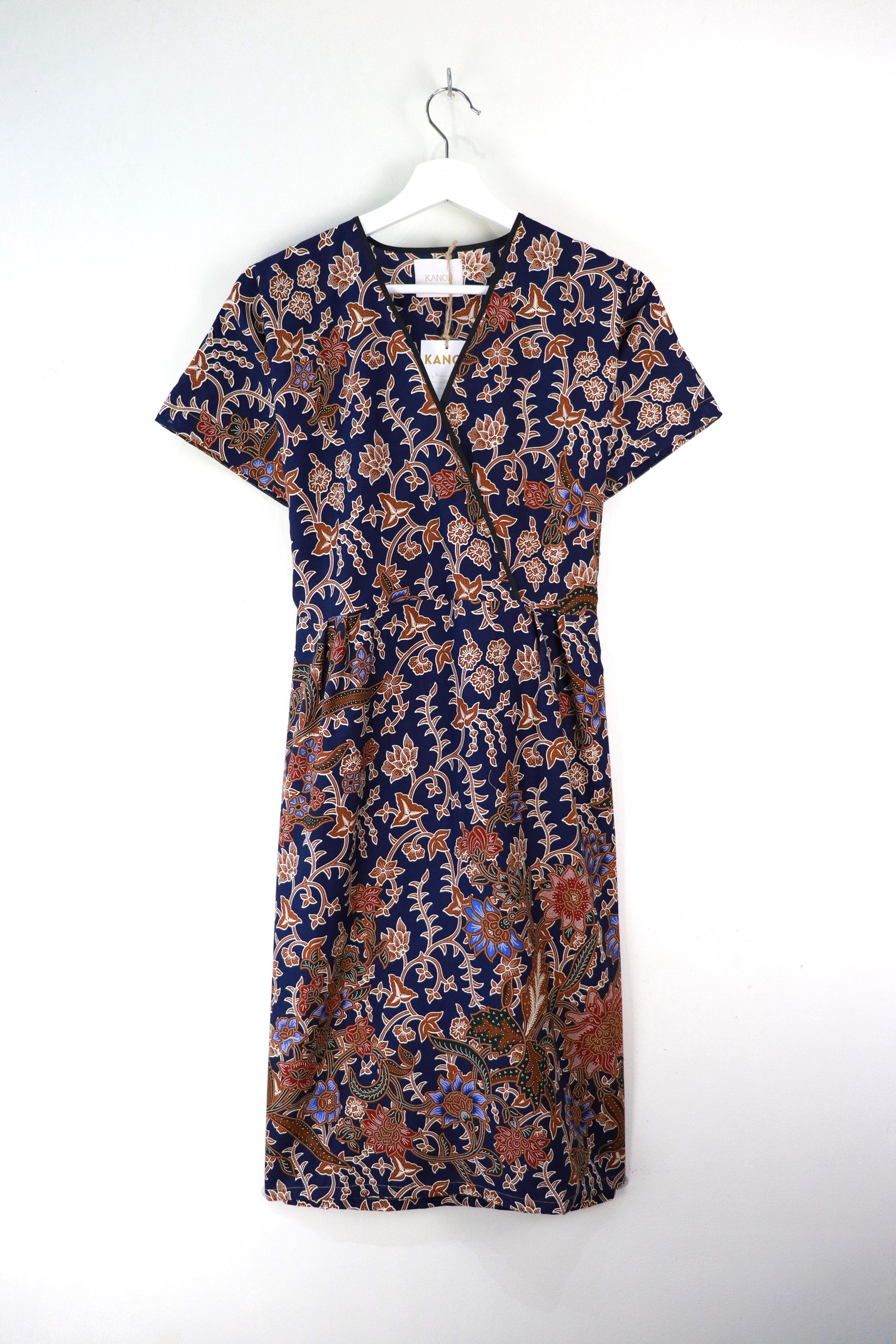 Black Border Kimono Wrap Dress - Juliet