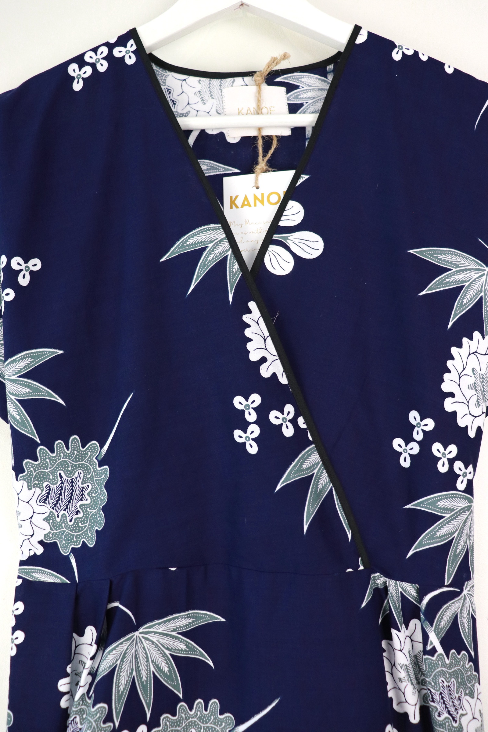 Black Border Kimono Wrap Dress - Jasper