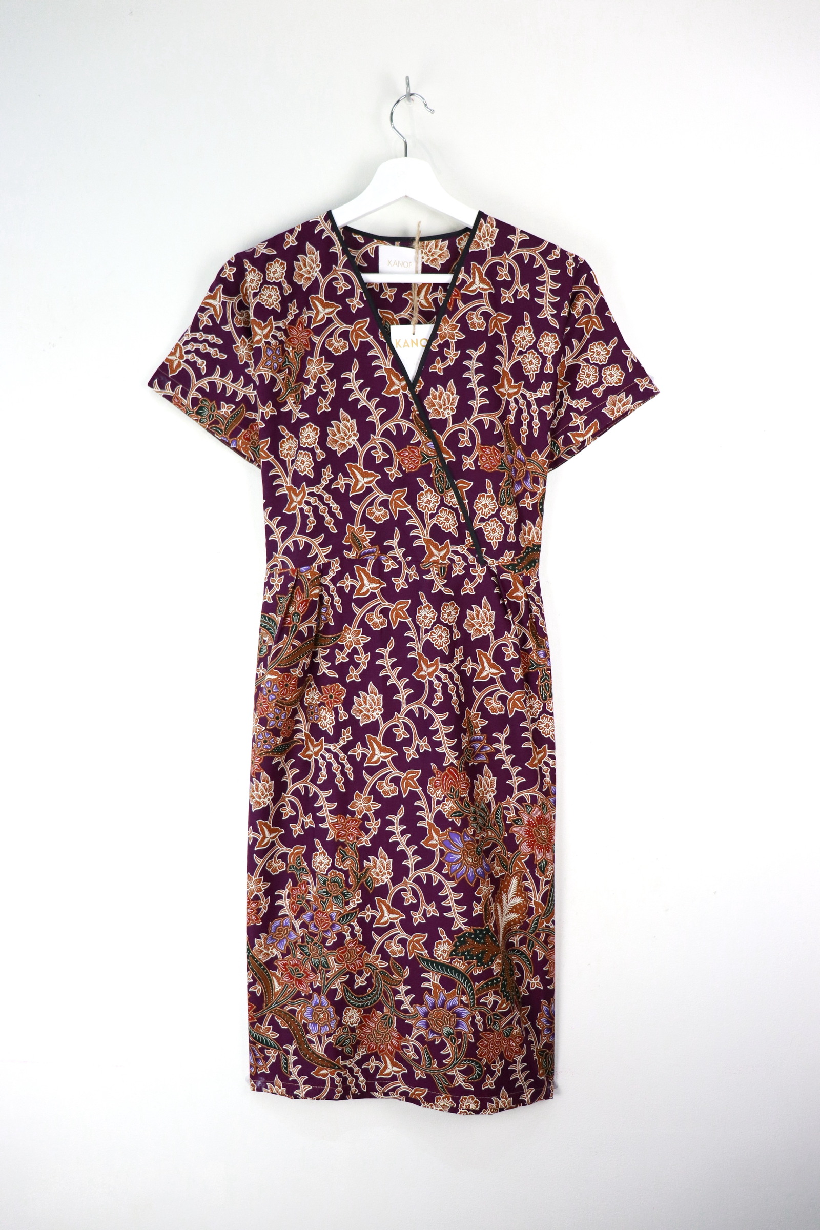 Black Border Kimono Wrap Dress - Keylani
