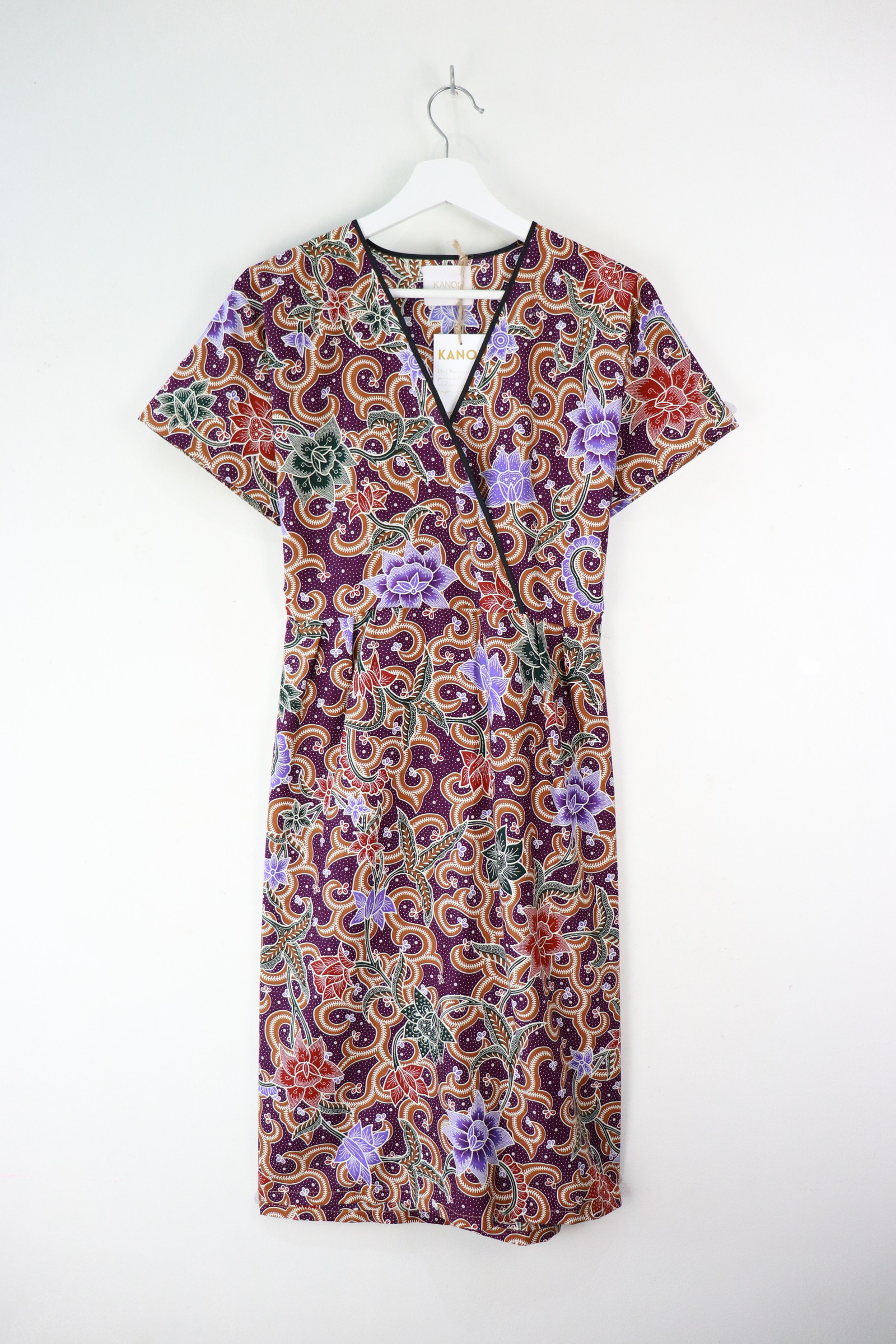 Black Border Kimono Wrap Dress - Kaira