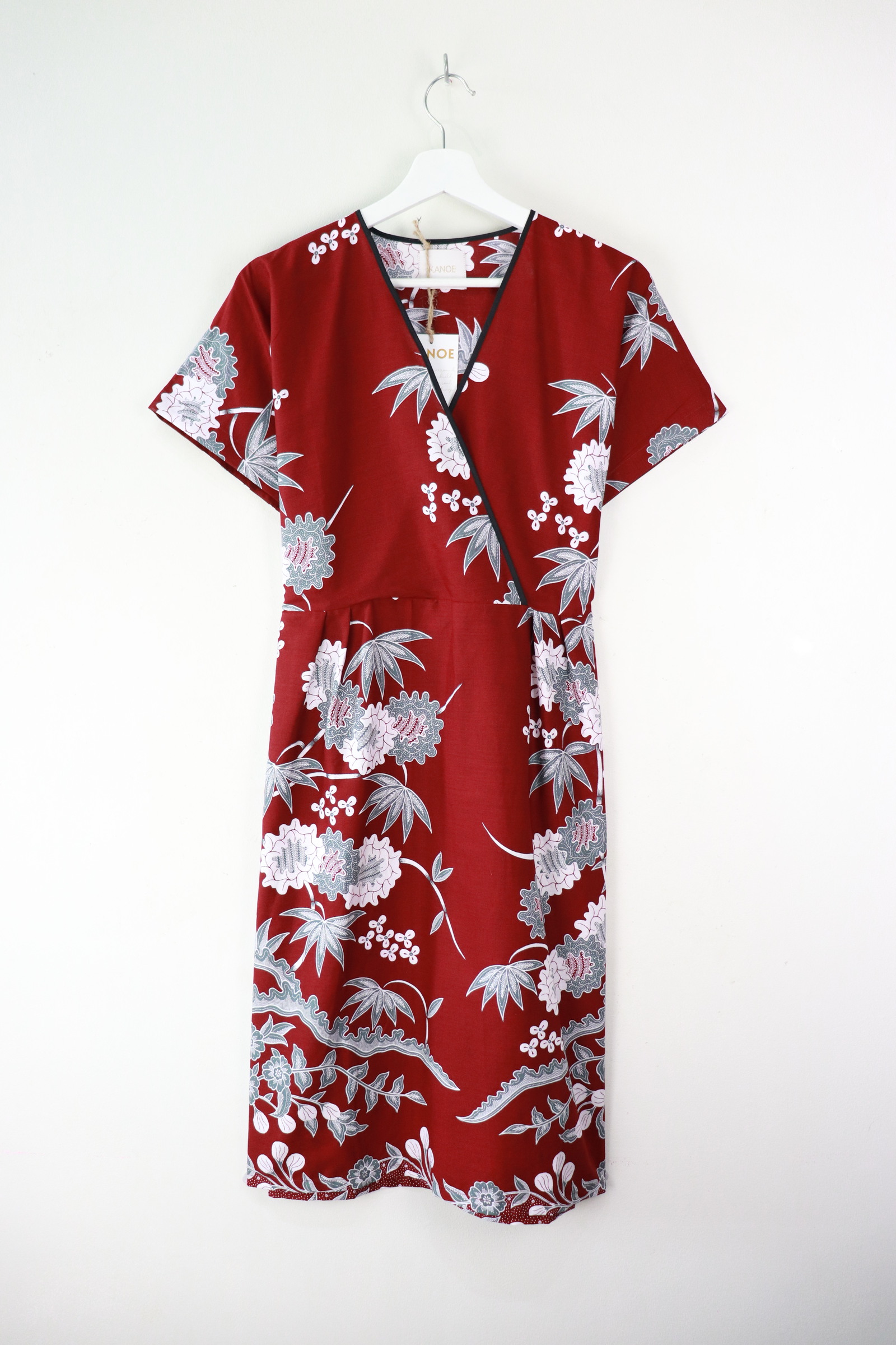 Black Border Kimono Wrap Dress - Selene