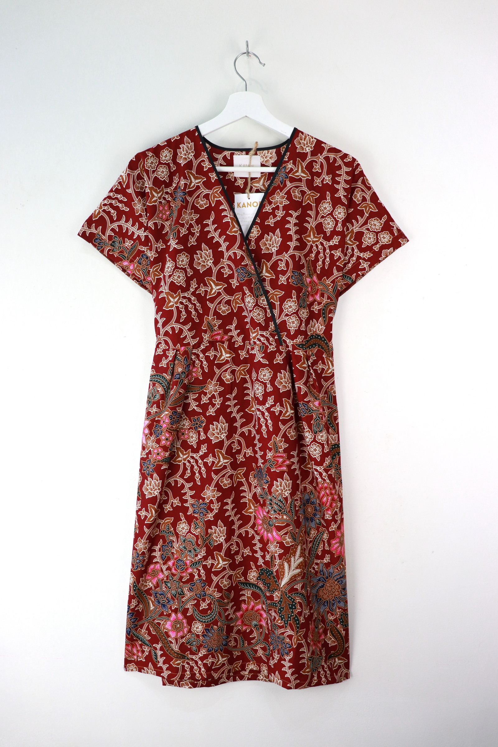 Black Border Kimono Wrap Dress - Sariyah