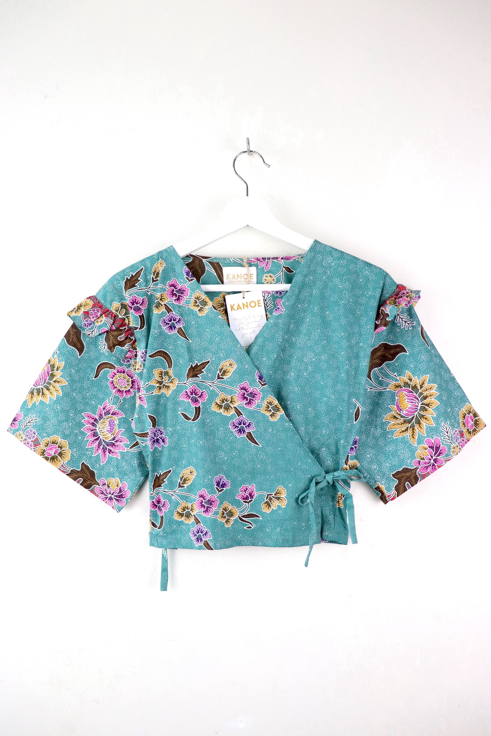 Frill Wrap Batik Top - Magic Meadow