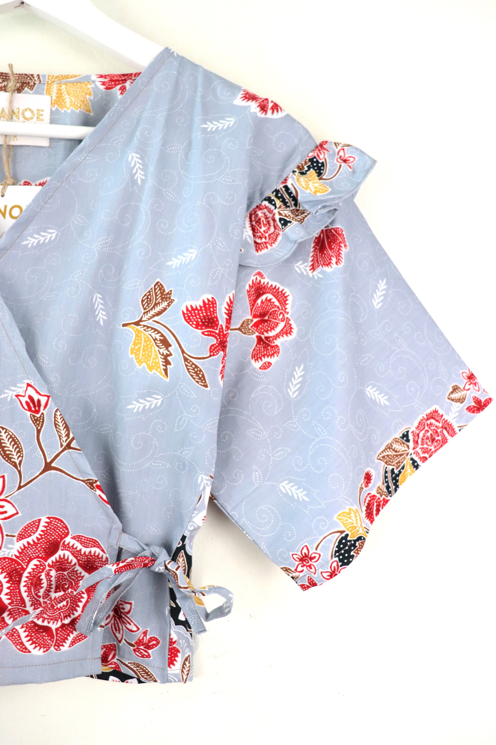 Frill Wrap Batik Top - Wishing Well