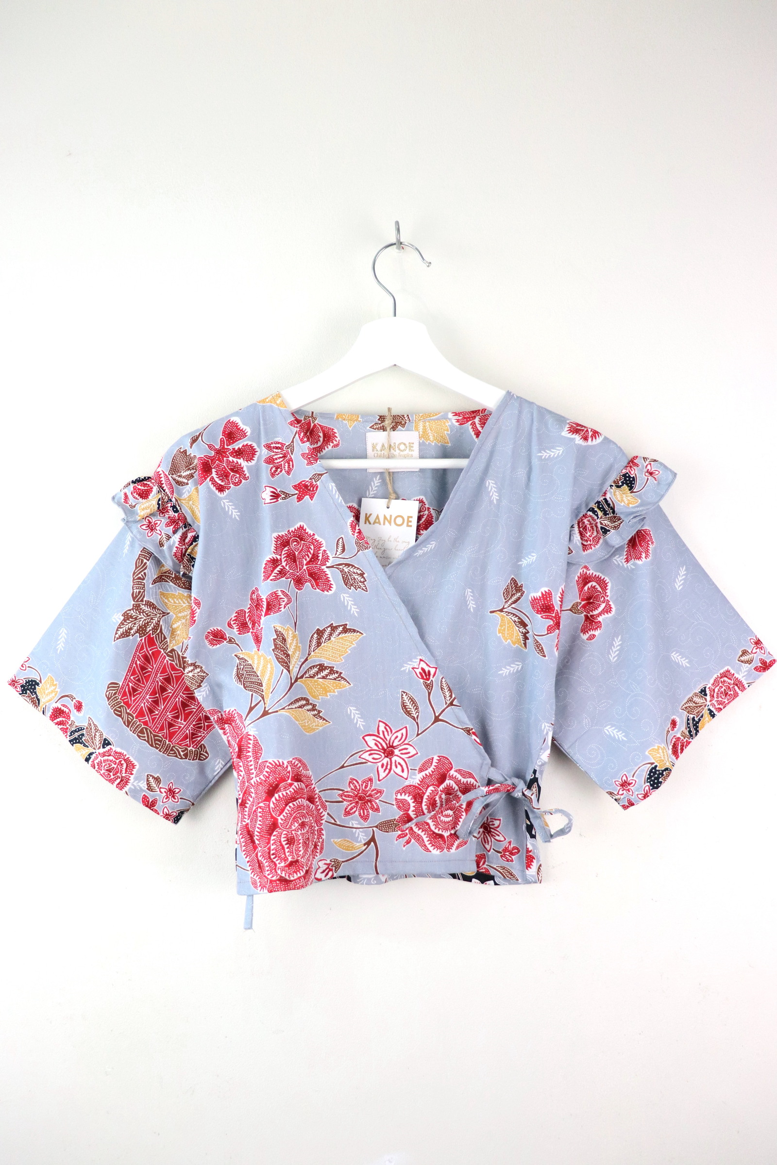 Frill Wrap Batik Top - Wishing Well