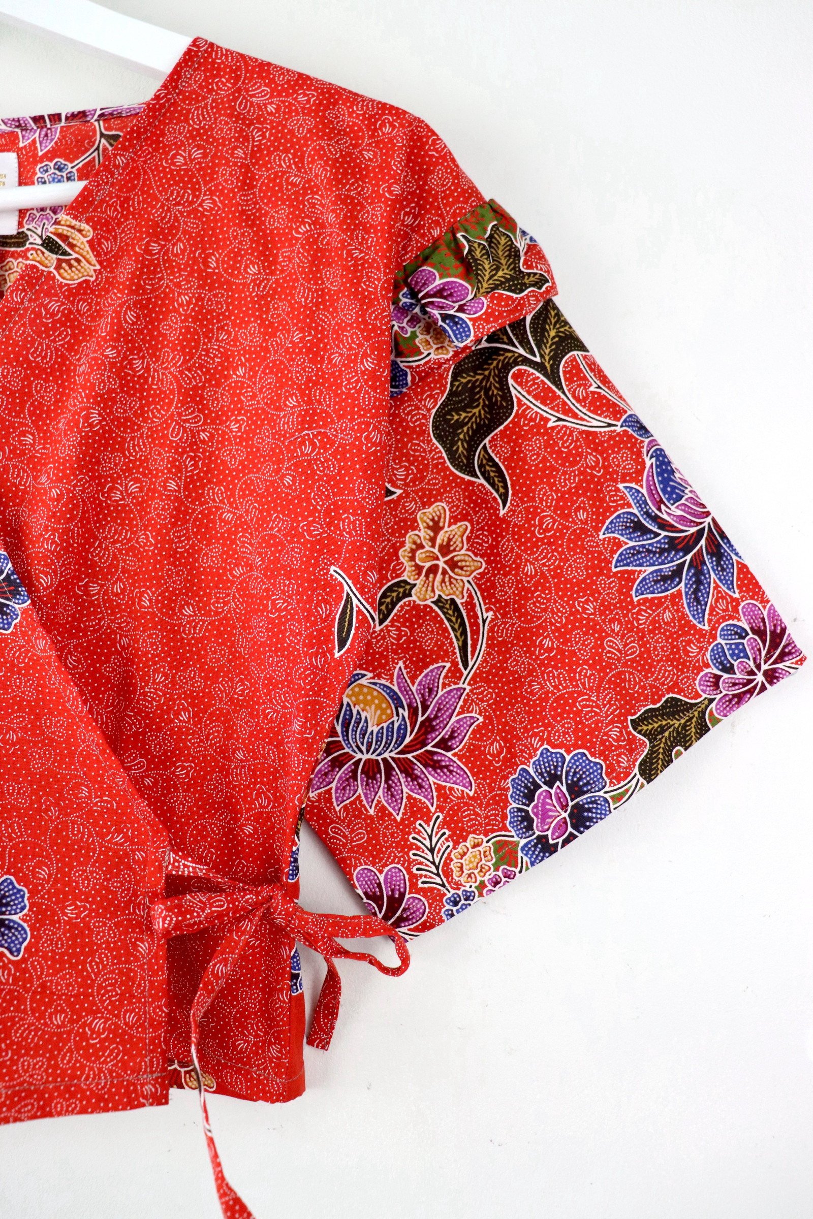Frill Wrap Batik Top - Scarlet Wings