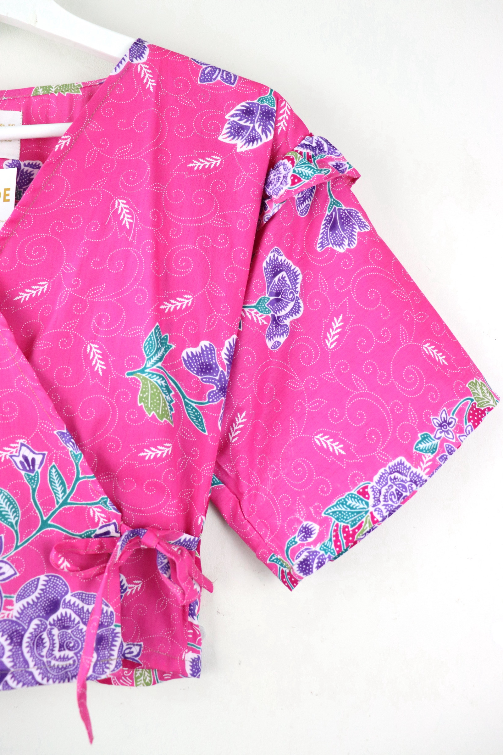 Frill Wrap Batik Top - Dance of the Sugarplums
