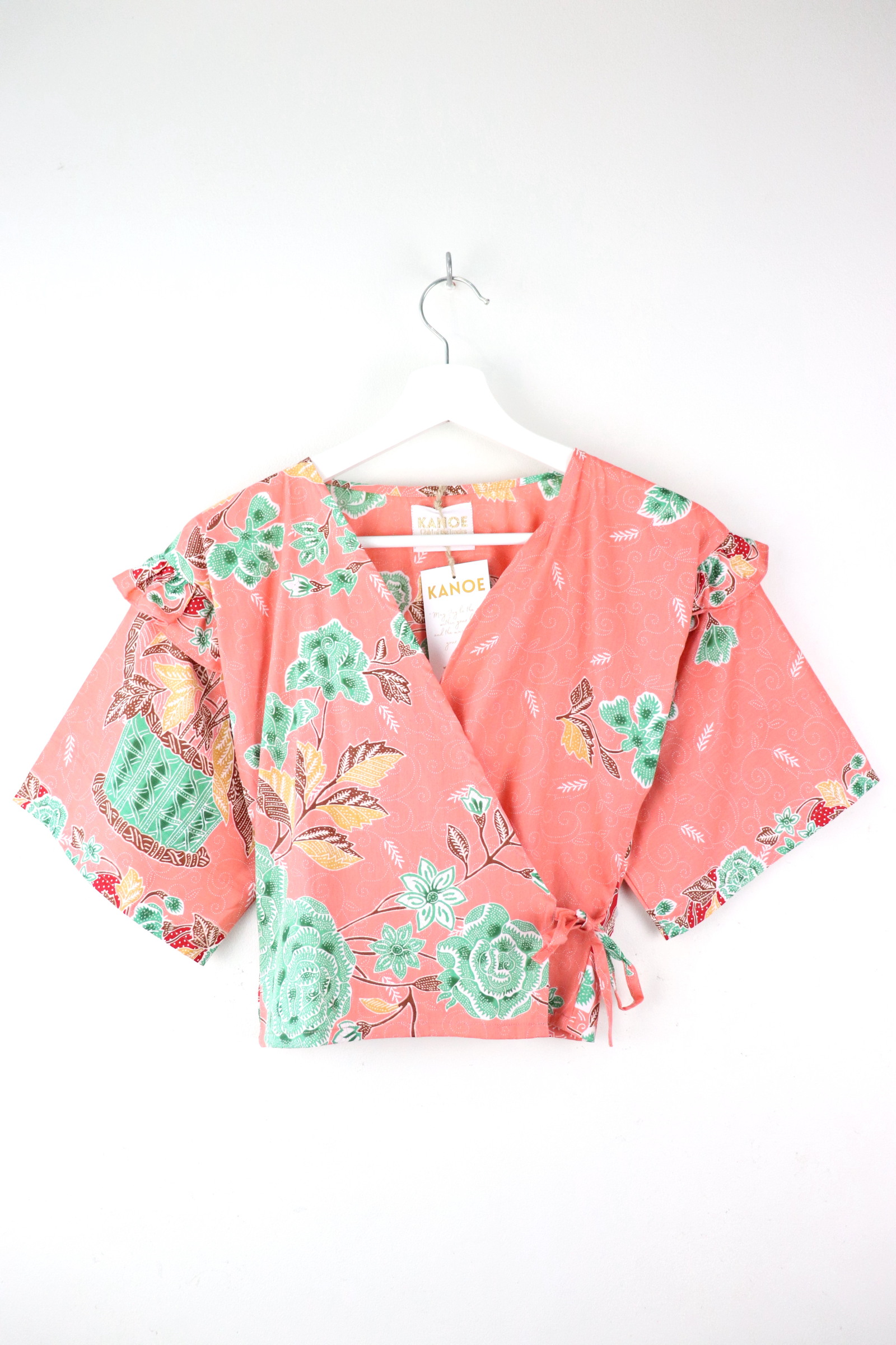 Frill Wrap Batik Top - Peach Fantasy