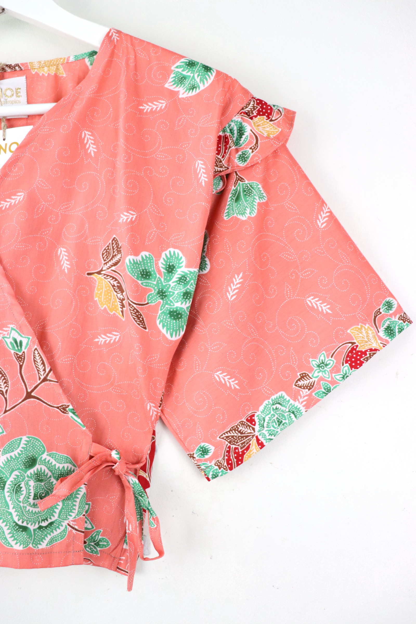 Frill Wrap Batik Top - Peach Fantasy
