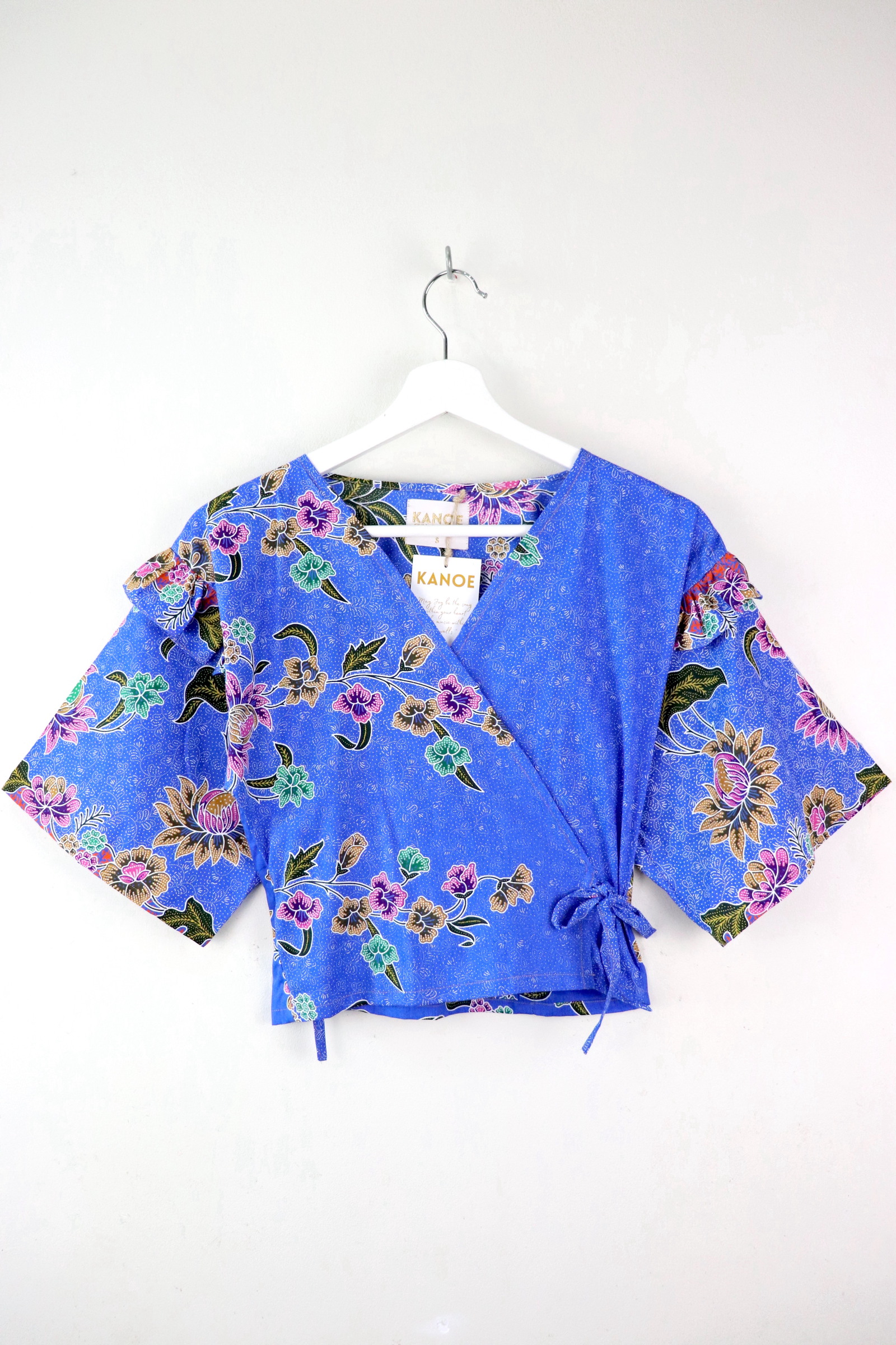Frill Wrap Batik Top - The Blue Fairy