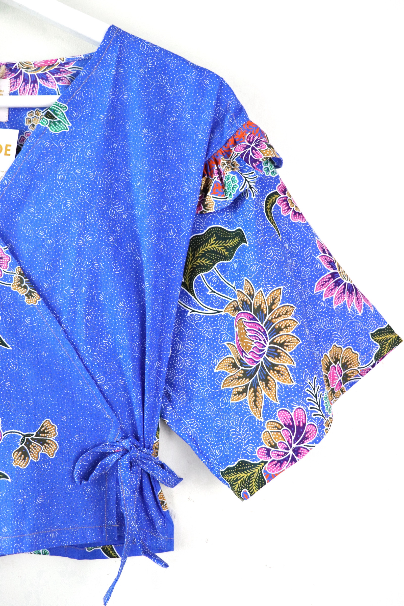 Frill Wrap Batik Top - The Blue Fairy