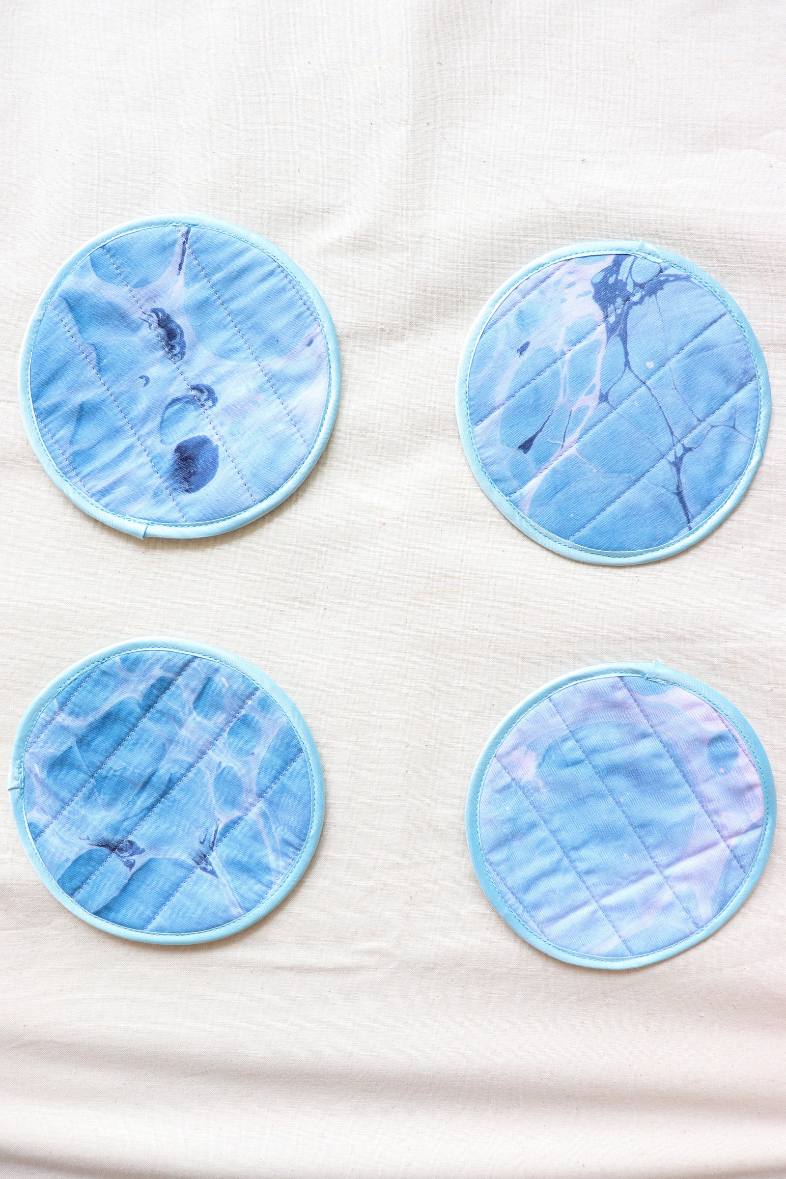 Batik Coaster - Bubbley Blues ( Set of 4 )